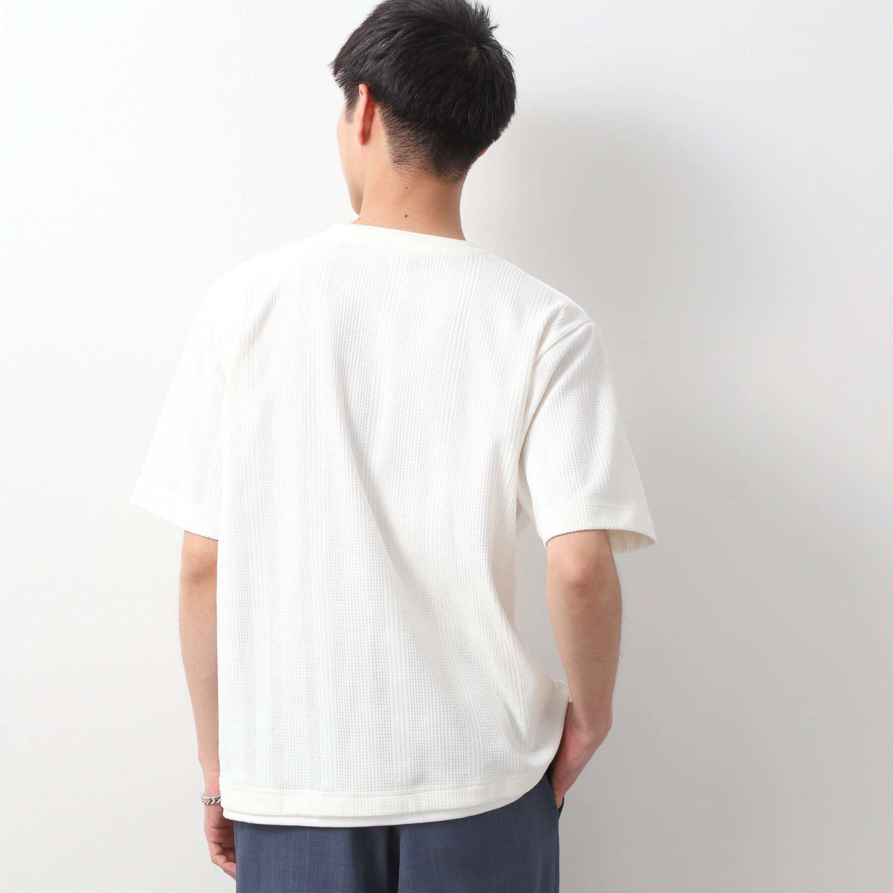 THE SHOP TK「ランダムワッフル半袖Tシャツ 【洗濯機ＯＫ】」|Tシャツ・カットソー|