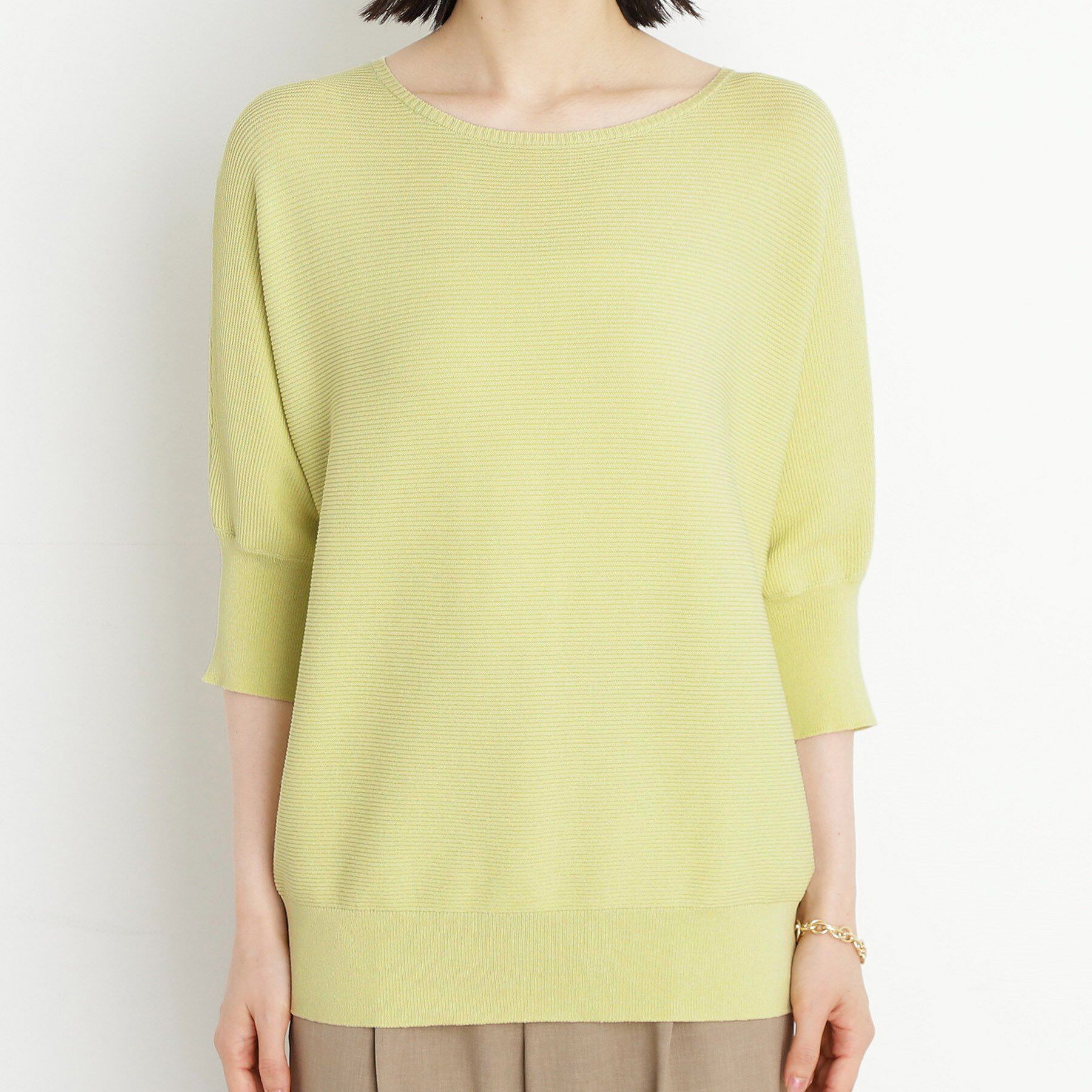 THE SHOP TK「6分袖ガータードルマンニット【エコベロ/洗濯機OK】」|ニット・セーター|