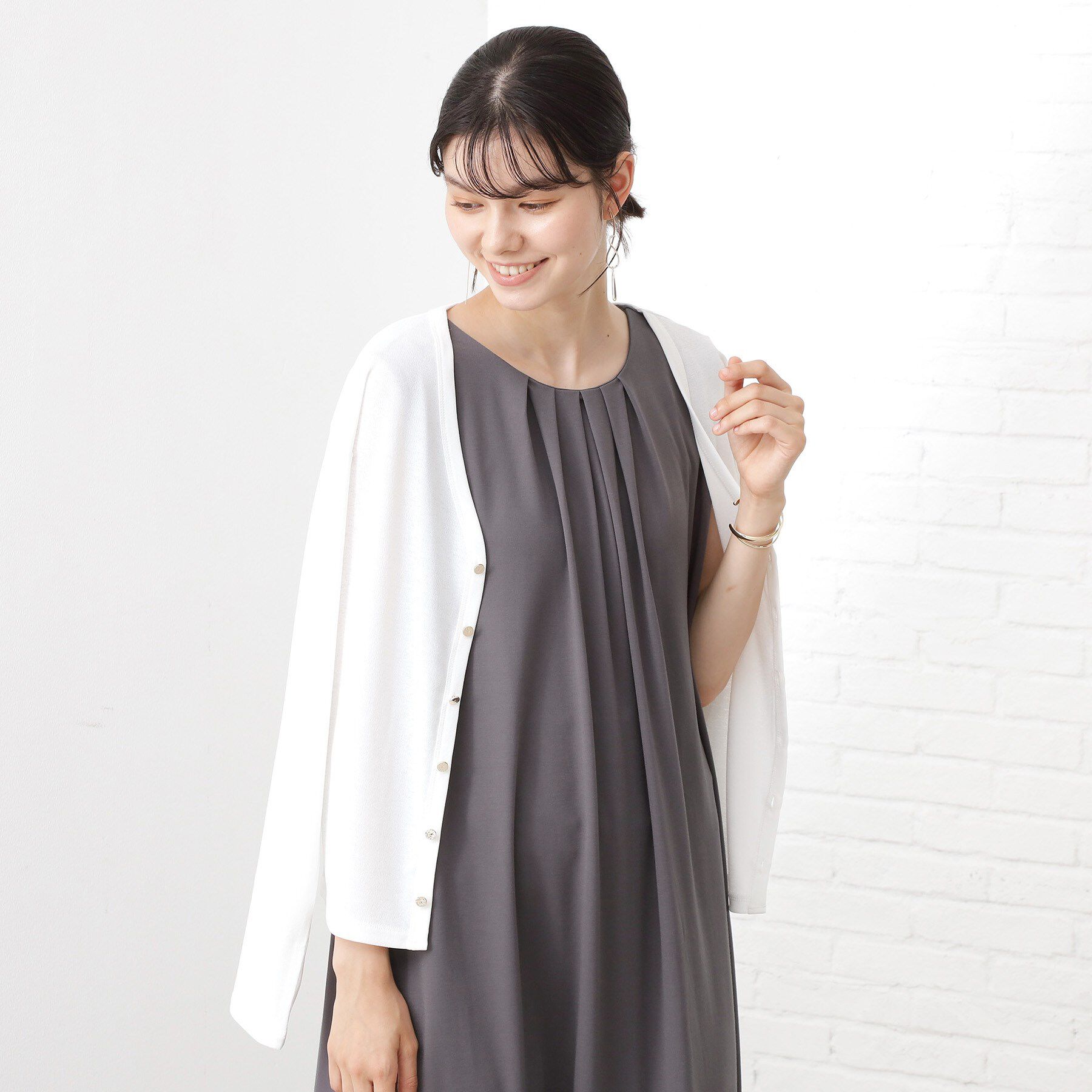 THE SHOP TK「シアーフライスVカーデ」|カーディガン|オフホワイト(003