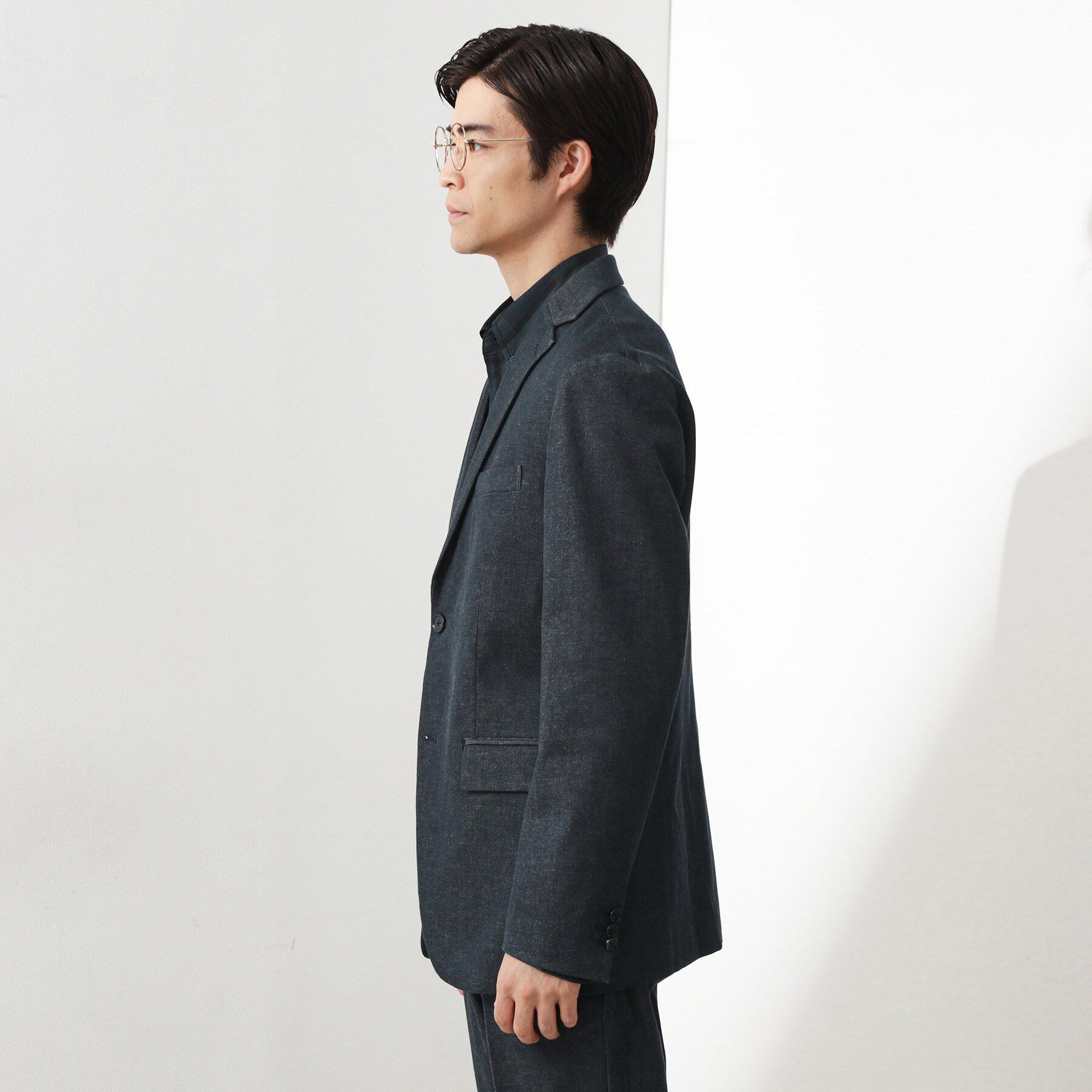 THE SHOP TK「エバーデニムジャケット【色落ちしにくい/洗濯機OK/ストレッチ/セットアップ可】」|テーラードジャケット|