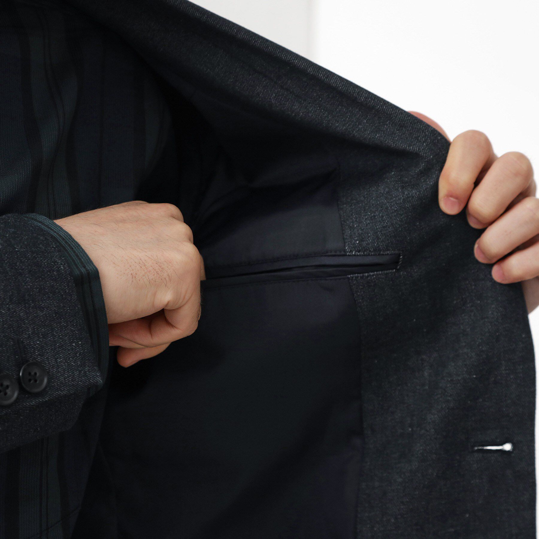 THE SHOP TK「エバーデニムジャケット【色落ちしにくい/洗濯機OK/ストレッチ/セットアップ可】」|テーラードジャケット|