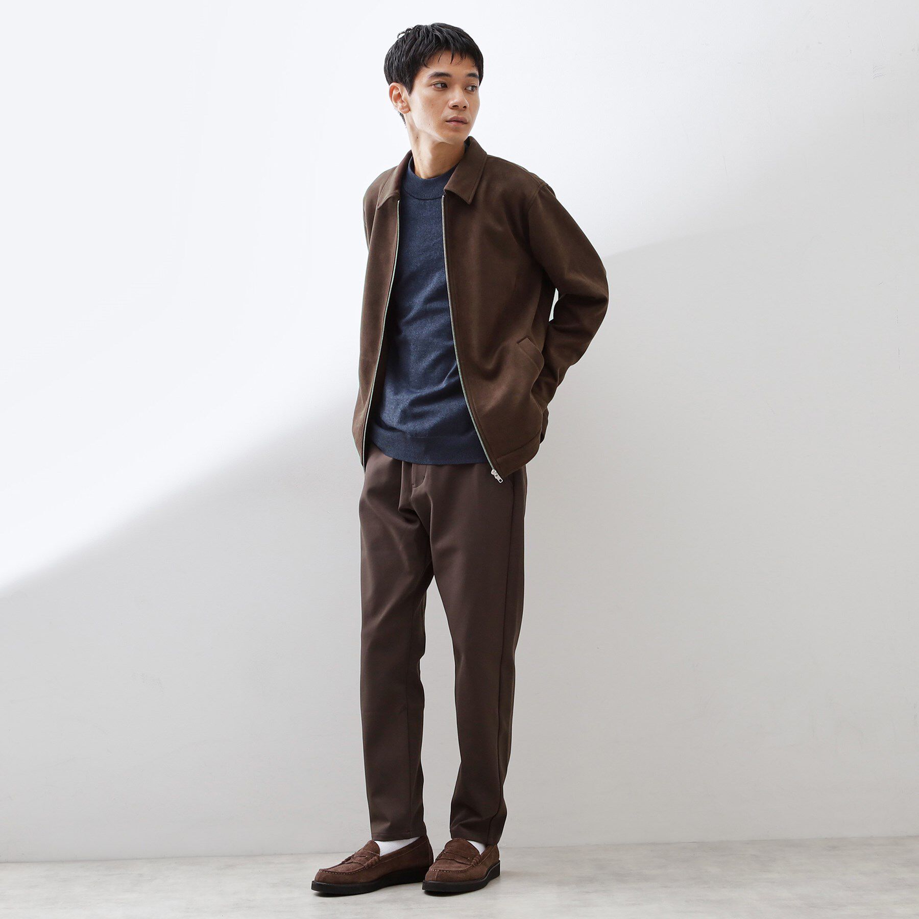 THE SHOP TK「フェイクスエードジップブルゾン【手洗いOK】」|ブルゾン・スタジャン|