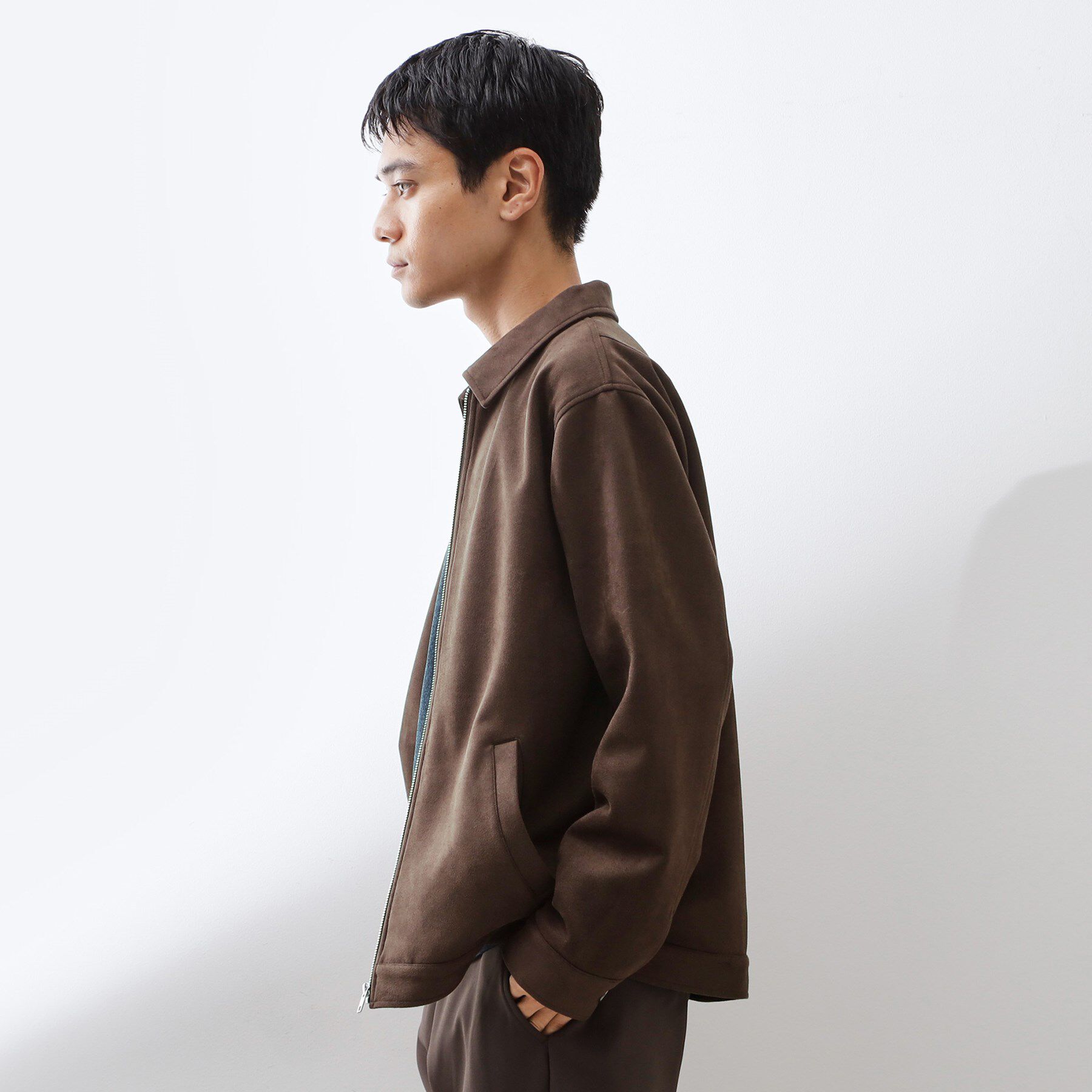 THE SHOP TK「フェイクスエードジップブルゾン【手洗いOK】」|ブルゾン・スタジャン|