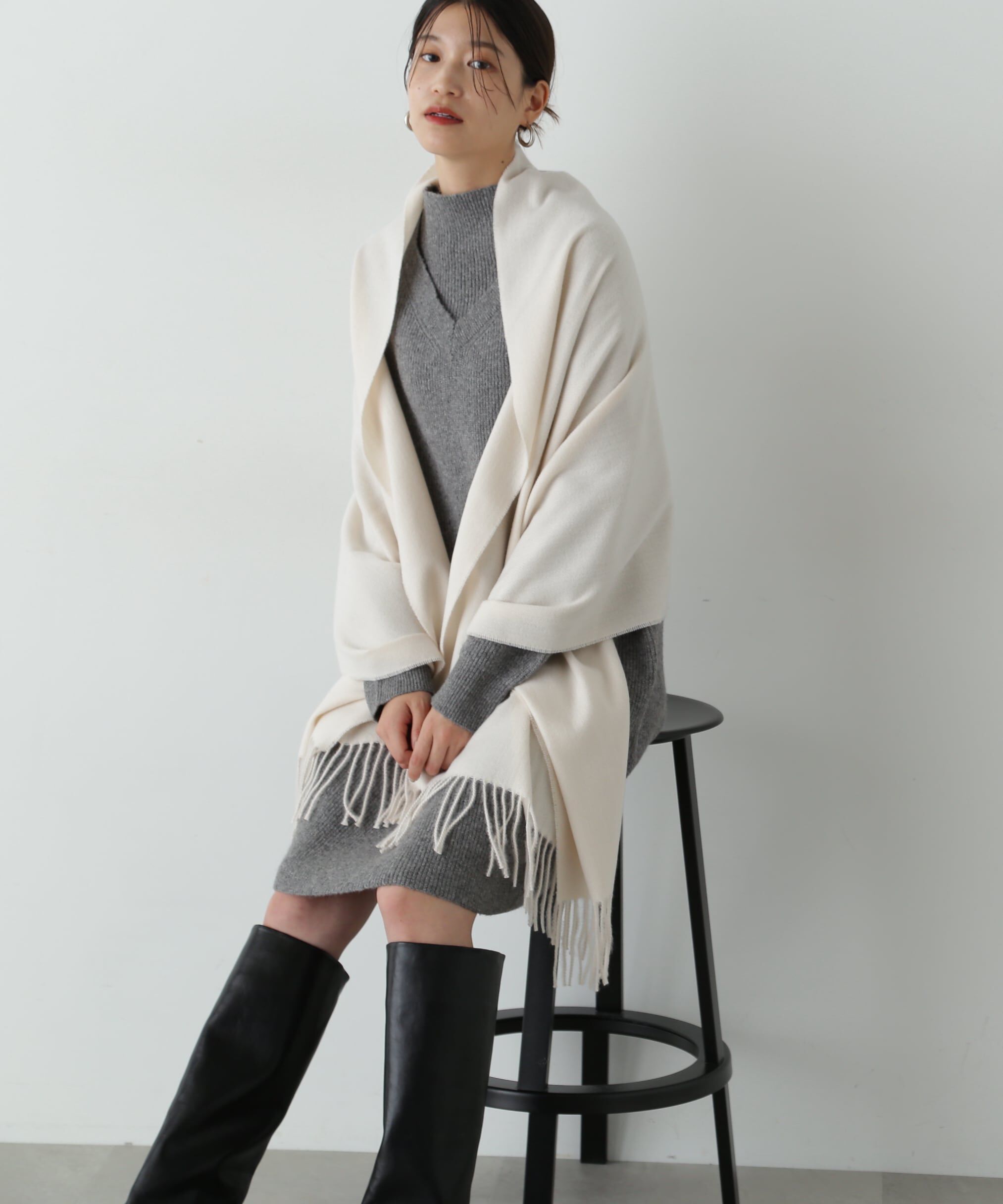  「レイヤード風畦ニットミディワンピース」|ワンピース|