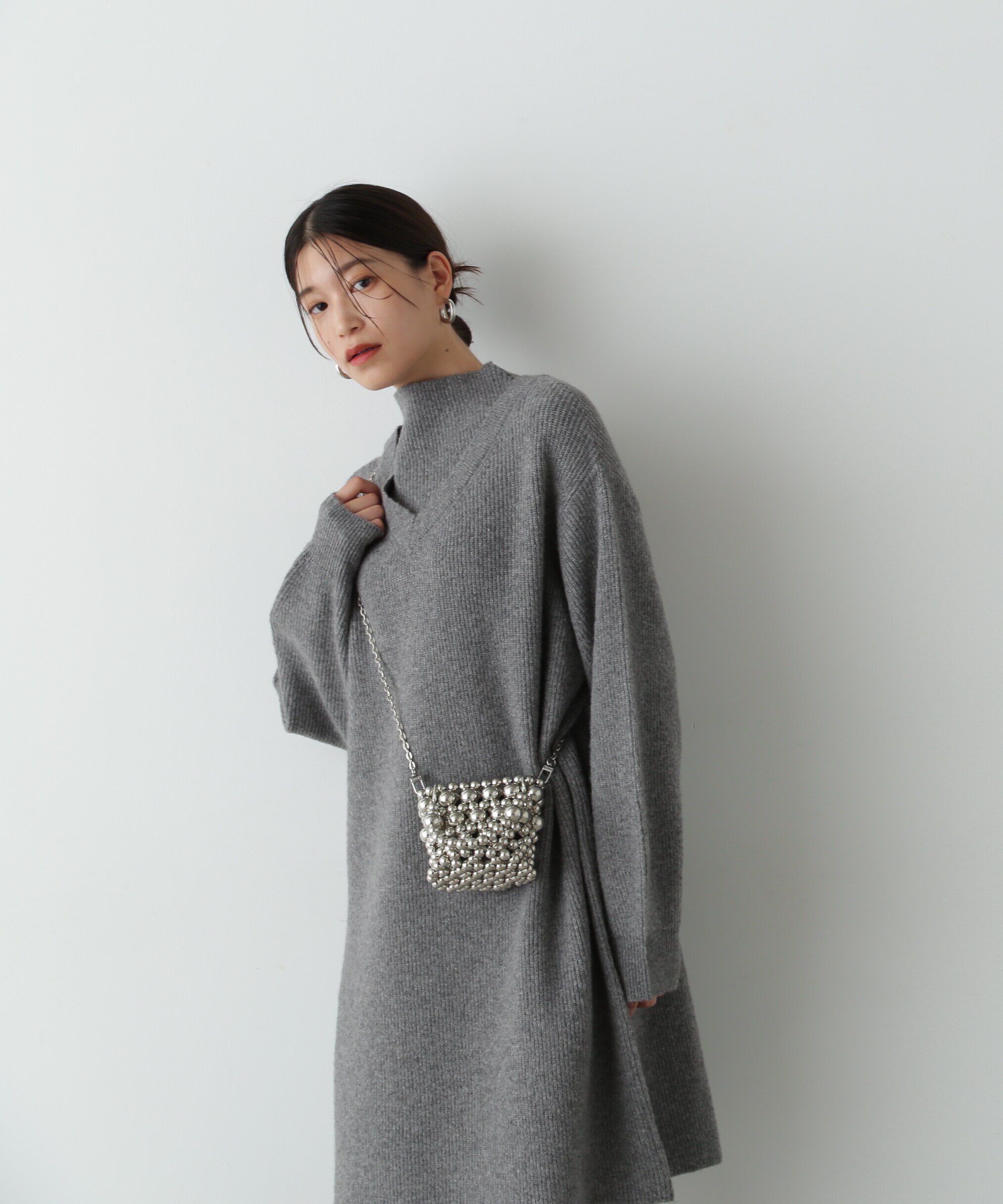  「レイヤード風畦ニットミディワンピース」|ワンピース|