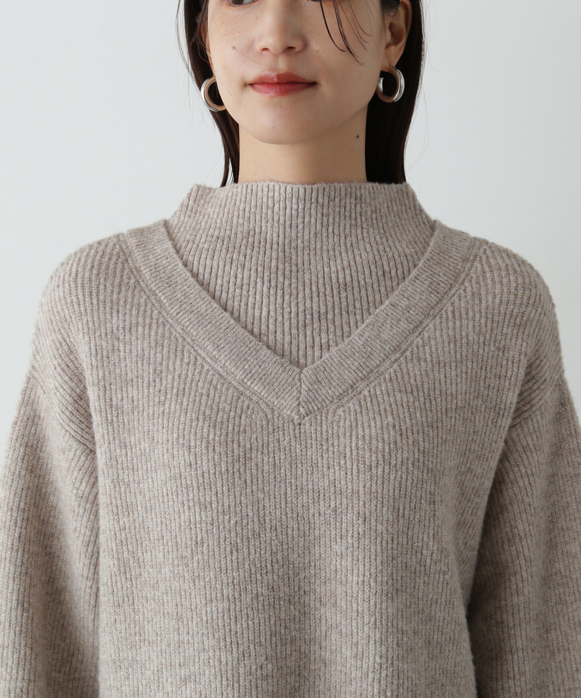  「レイヤード風畦ニットミディワンピース」|ワンピース|