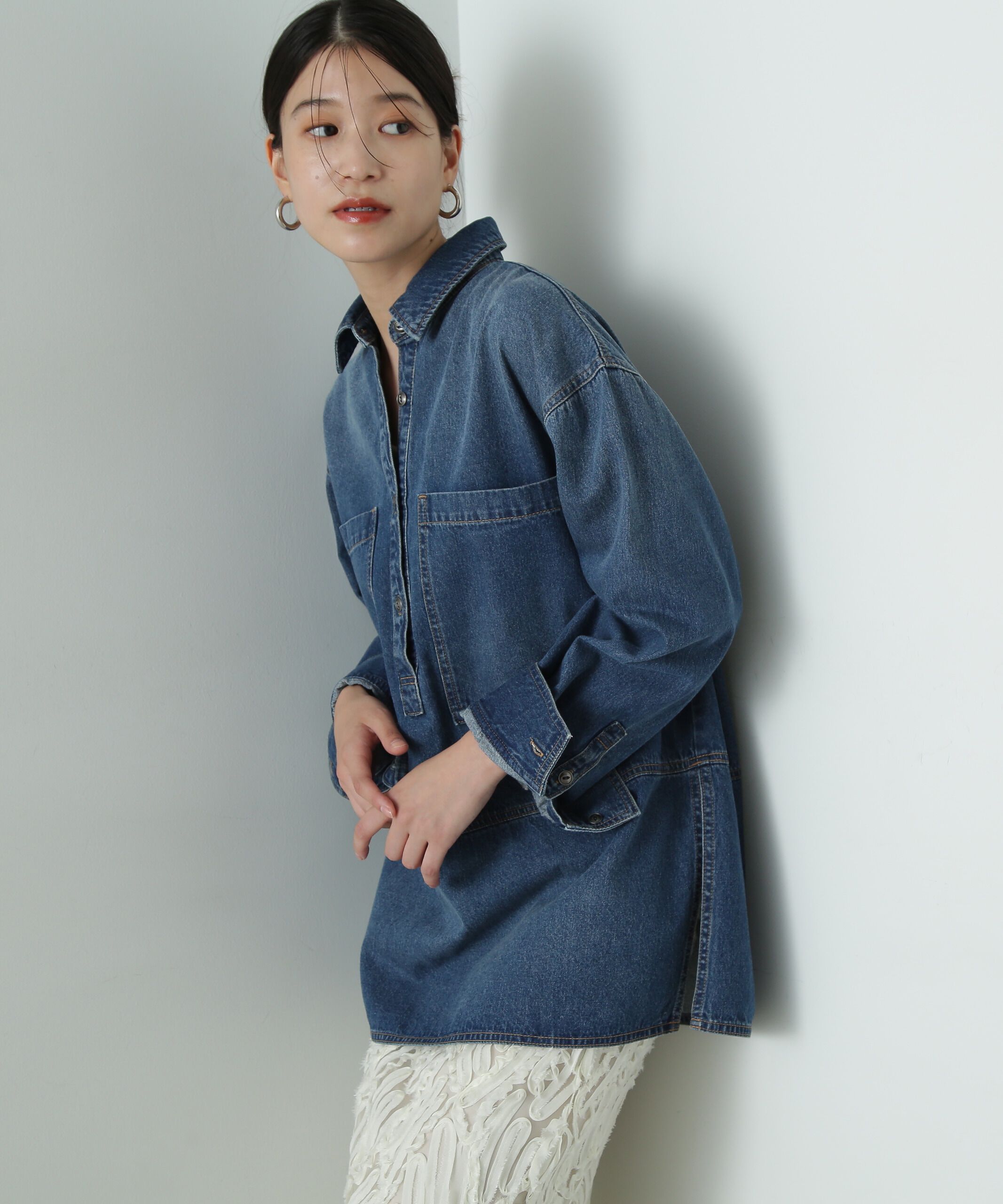  「サイドスリットオーバーサイズシャツ」|シャツ・ブラウス|