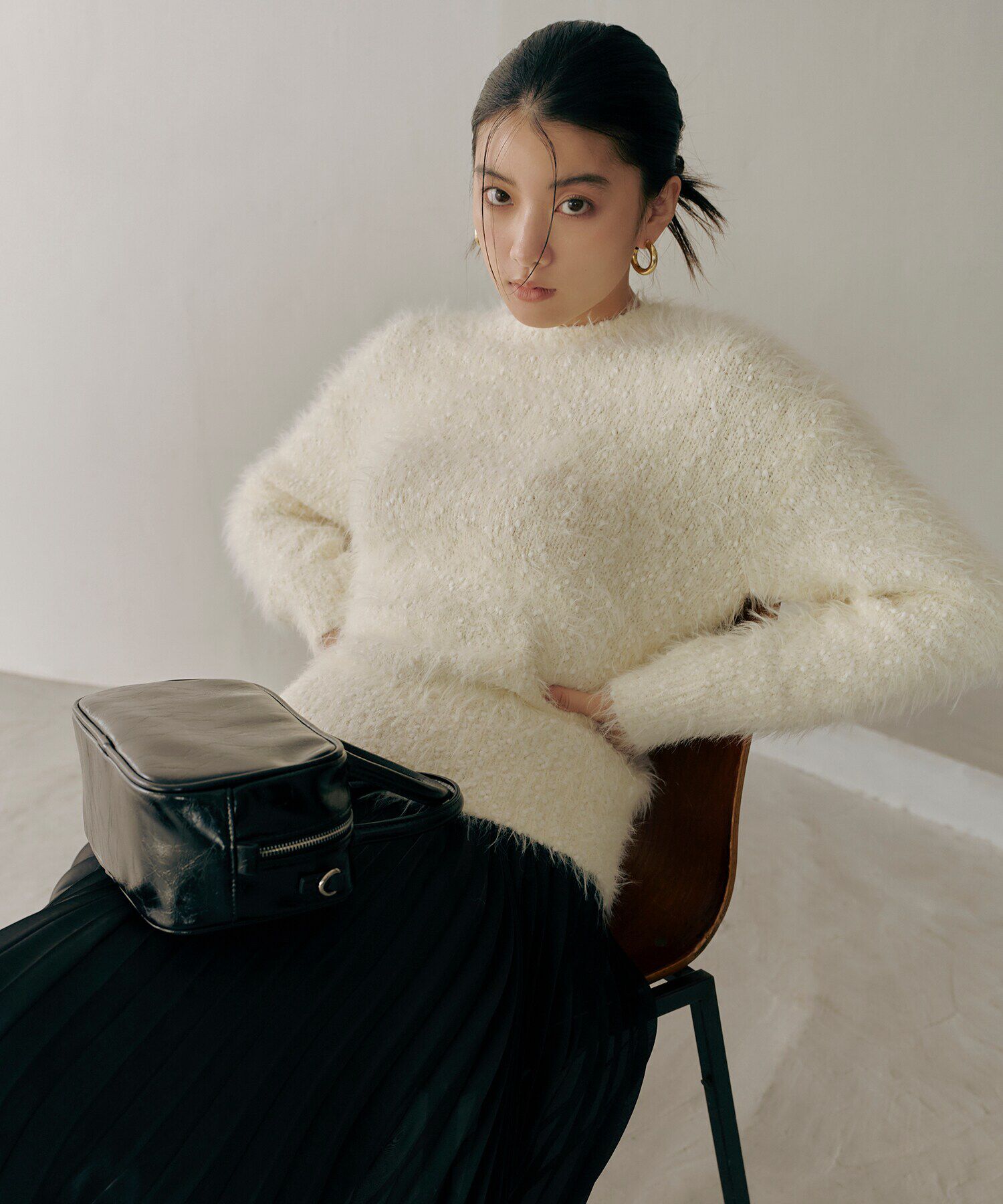  「クルーネックフェザーネップヤーンニット」|ニット・セーター|オフ1