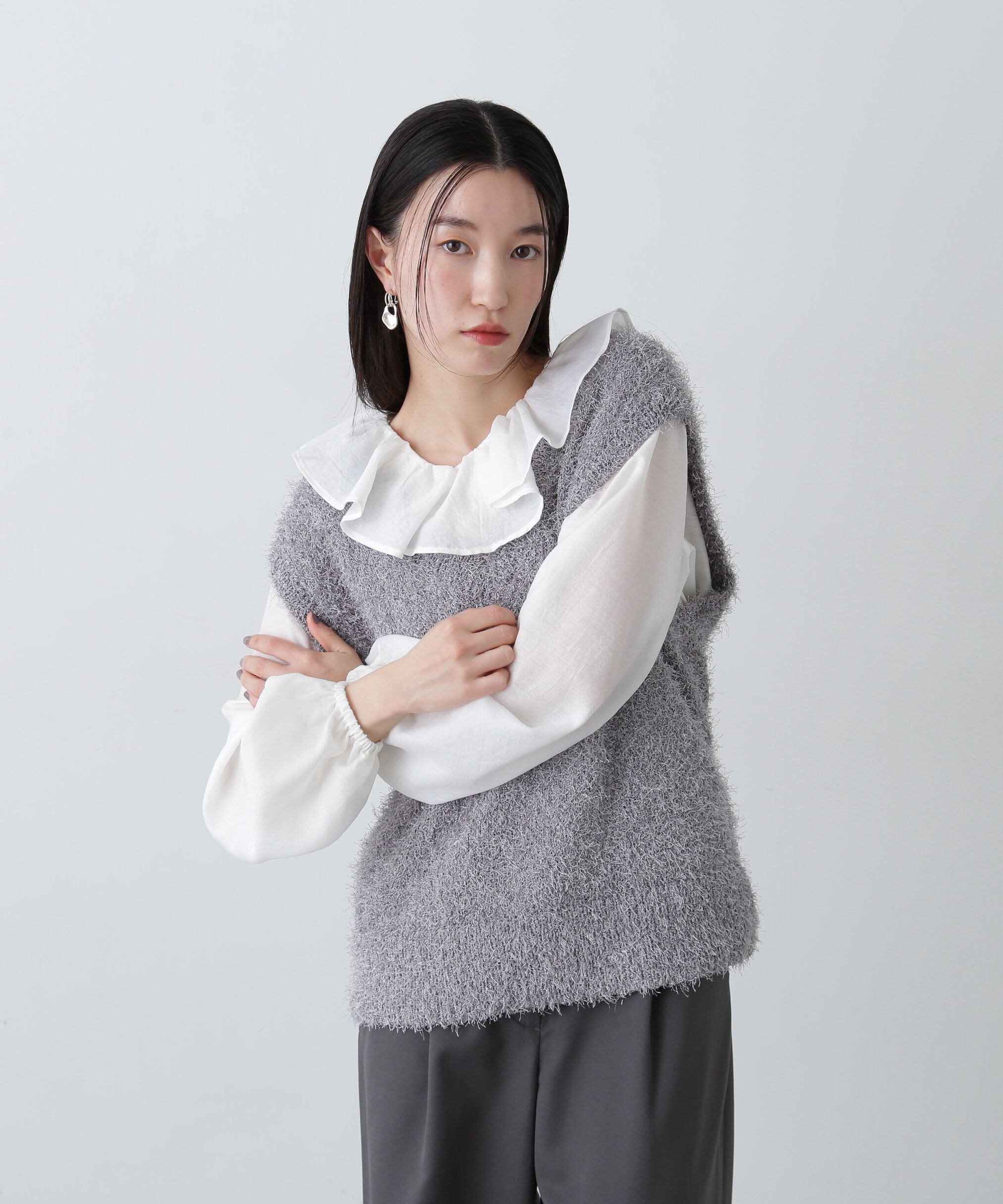  「ラッフルネックブラウス」|シャツ・ブラウス|