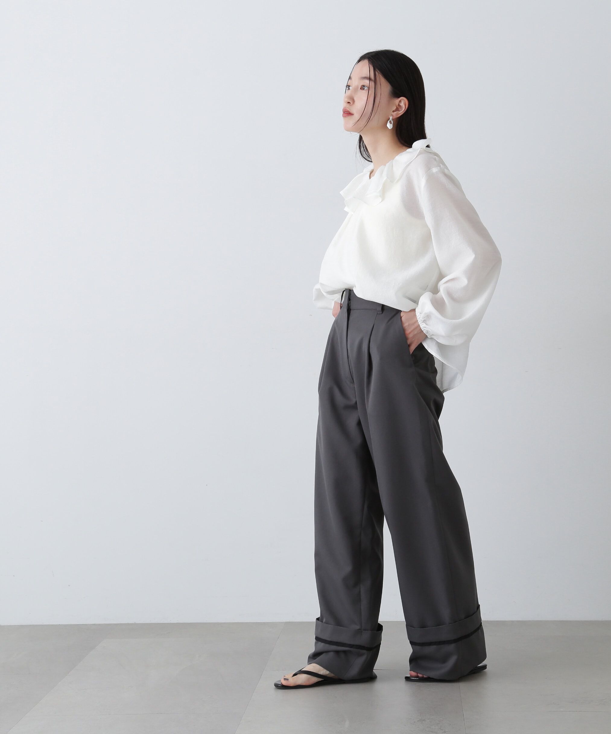  「ラッフルネックブラウス」|シャツ・ブラウス|