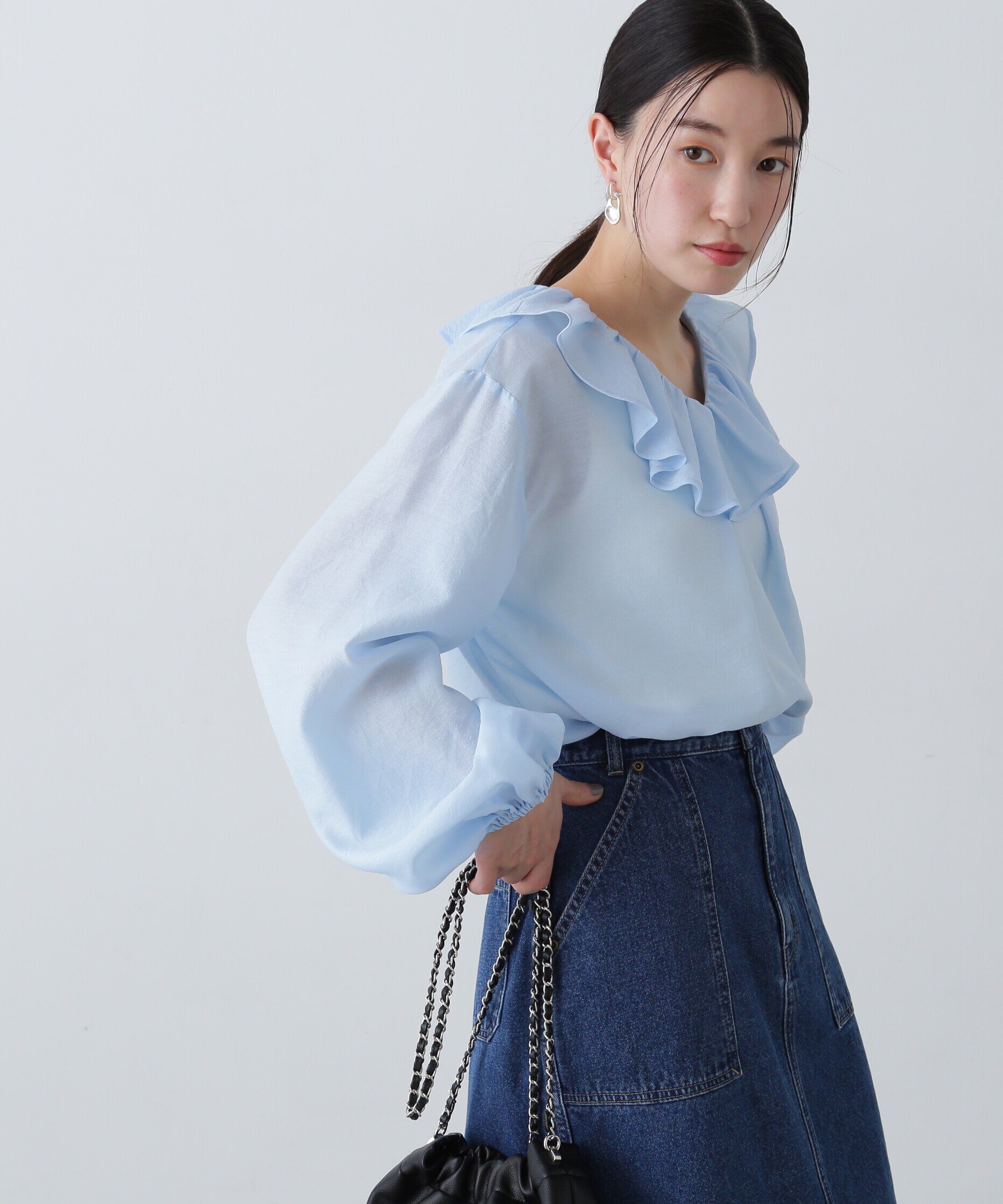  「ラッフルネックブラウス」|シャツ・ブラウス|