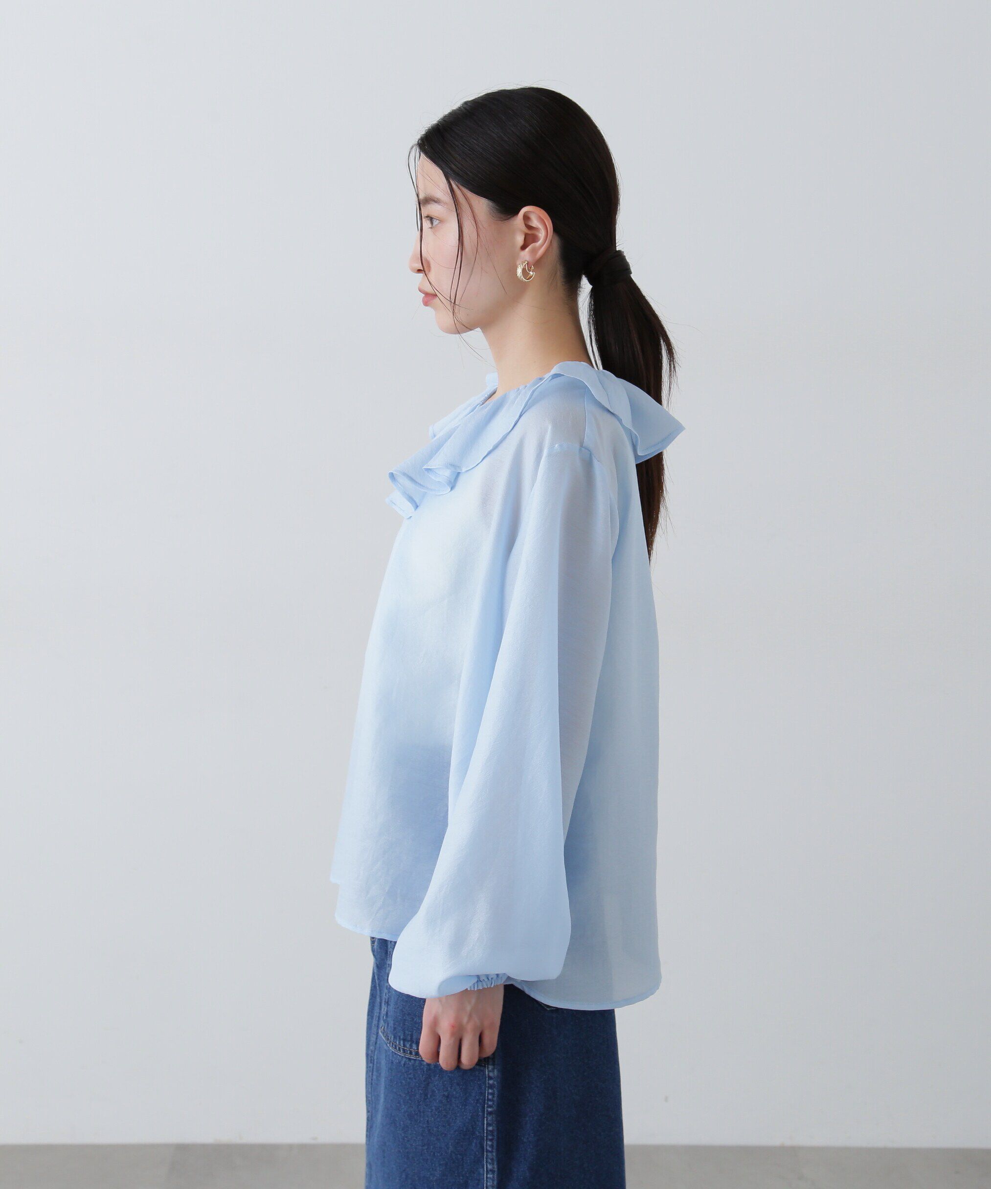  「ラッフルネックブラウス」|シャツ・ブラウス|