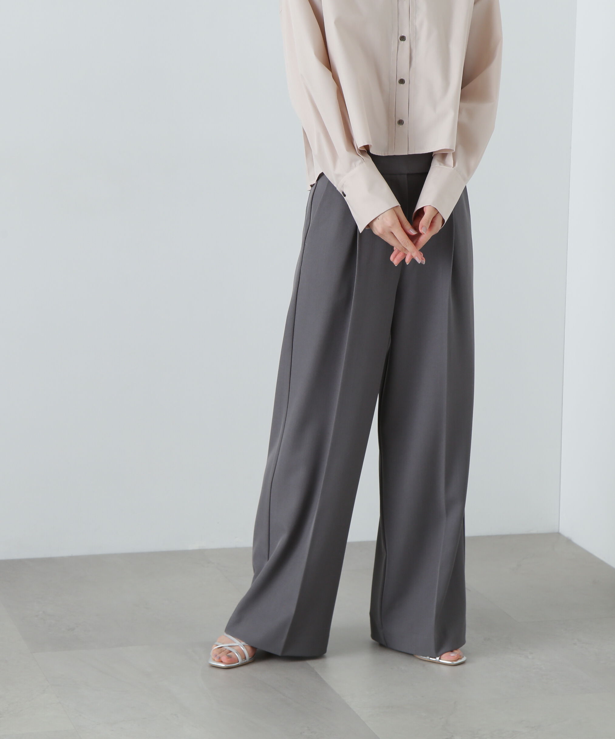  「スラックスワイドパンツ」|その他|グレー