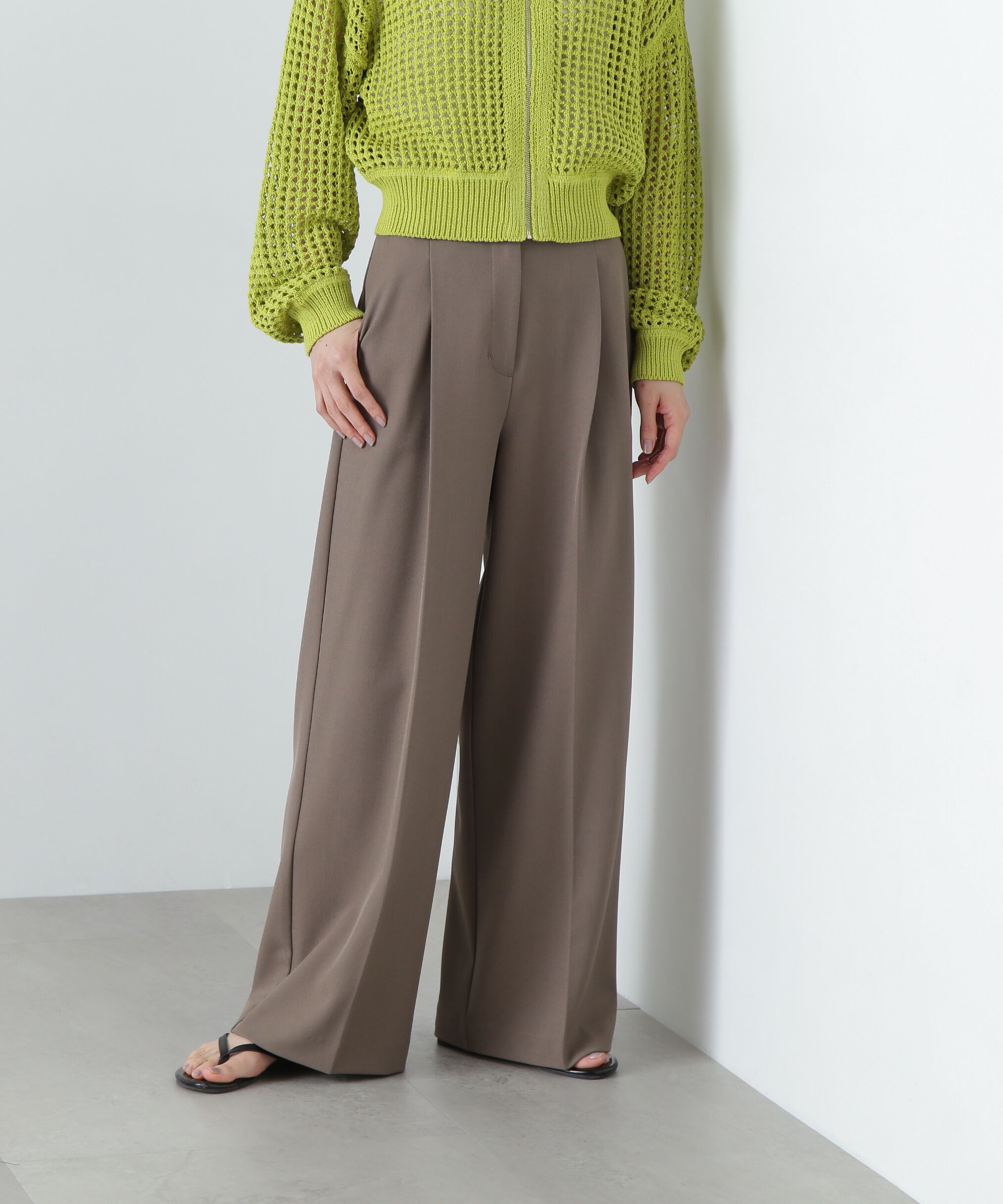  「スラックスワイドパンツ」|その他|ブラウン