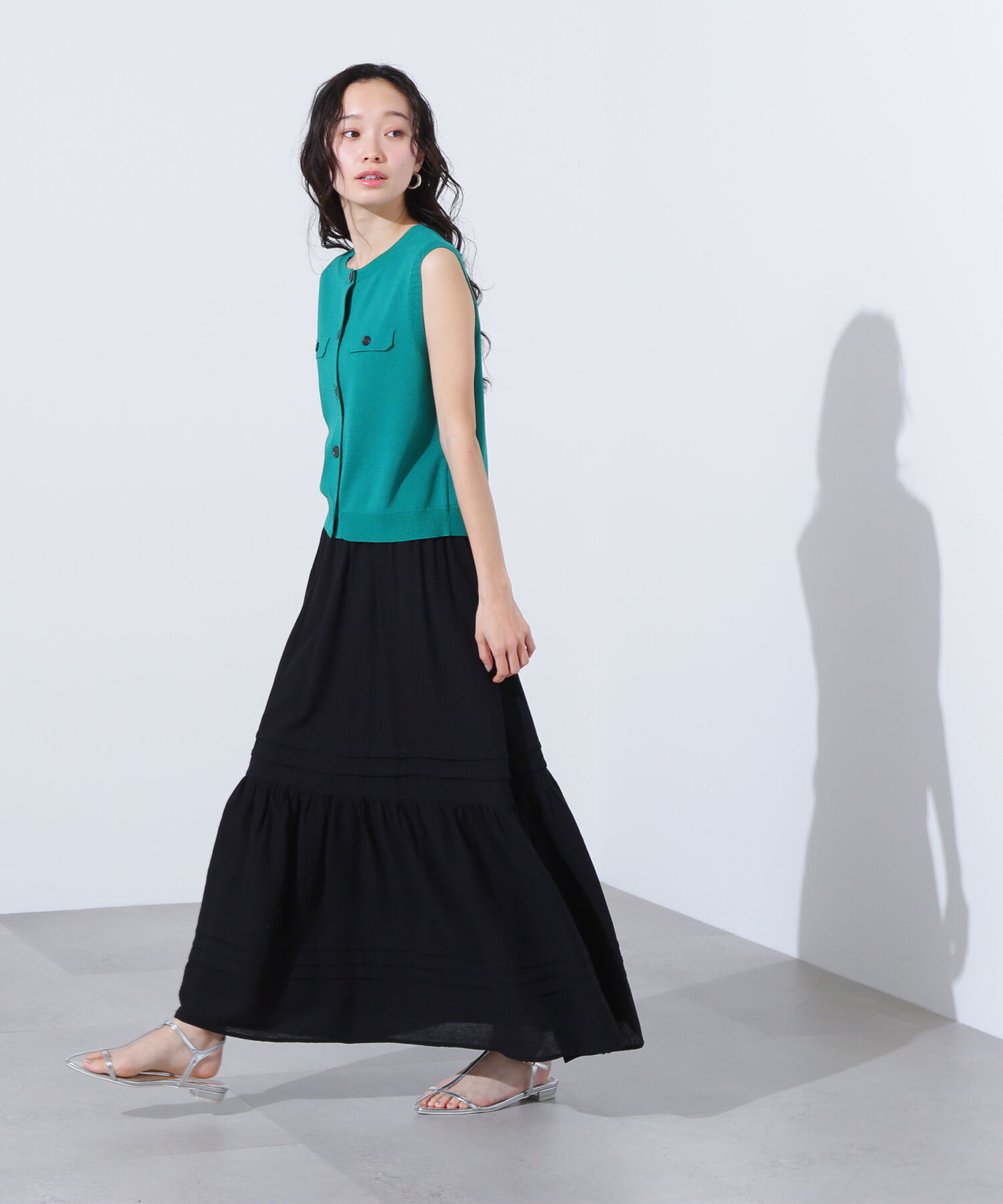  「楊柳切替ティアードスカート」|スカート|