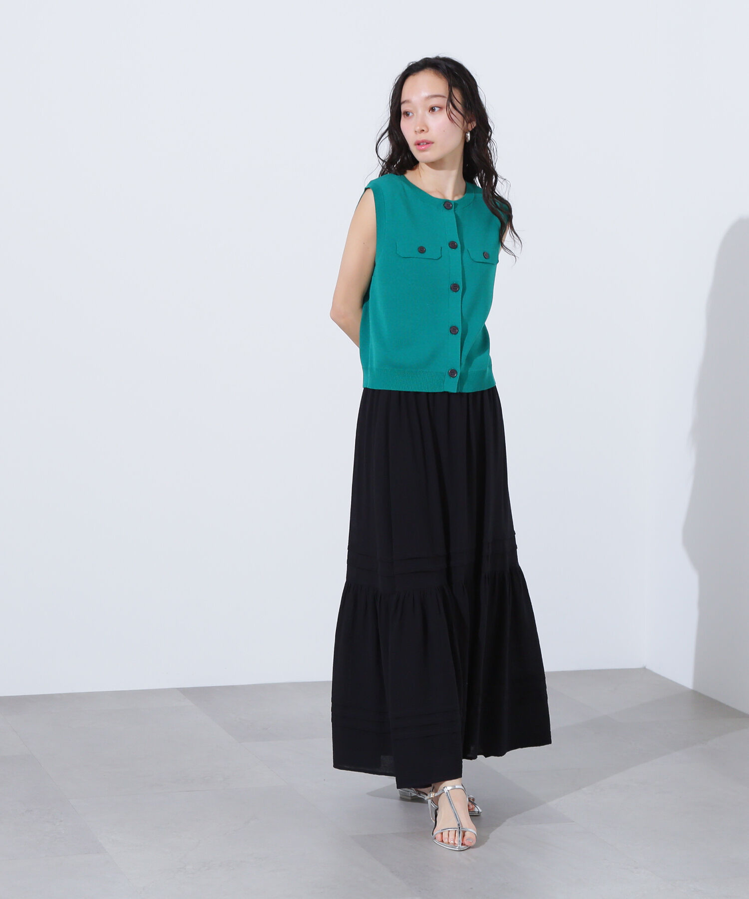  「楊柳切替ティアードスカート」|スカート|