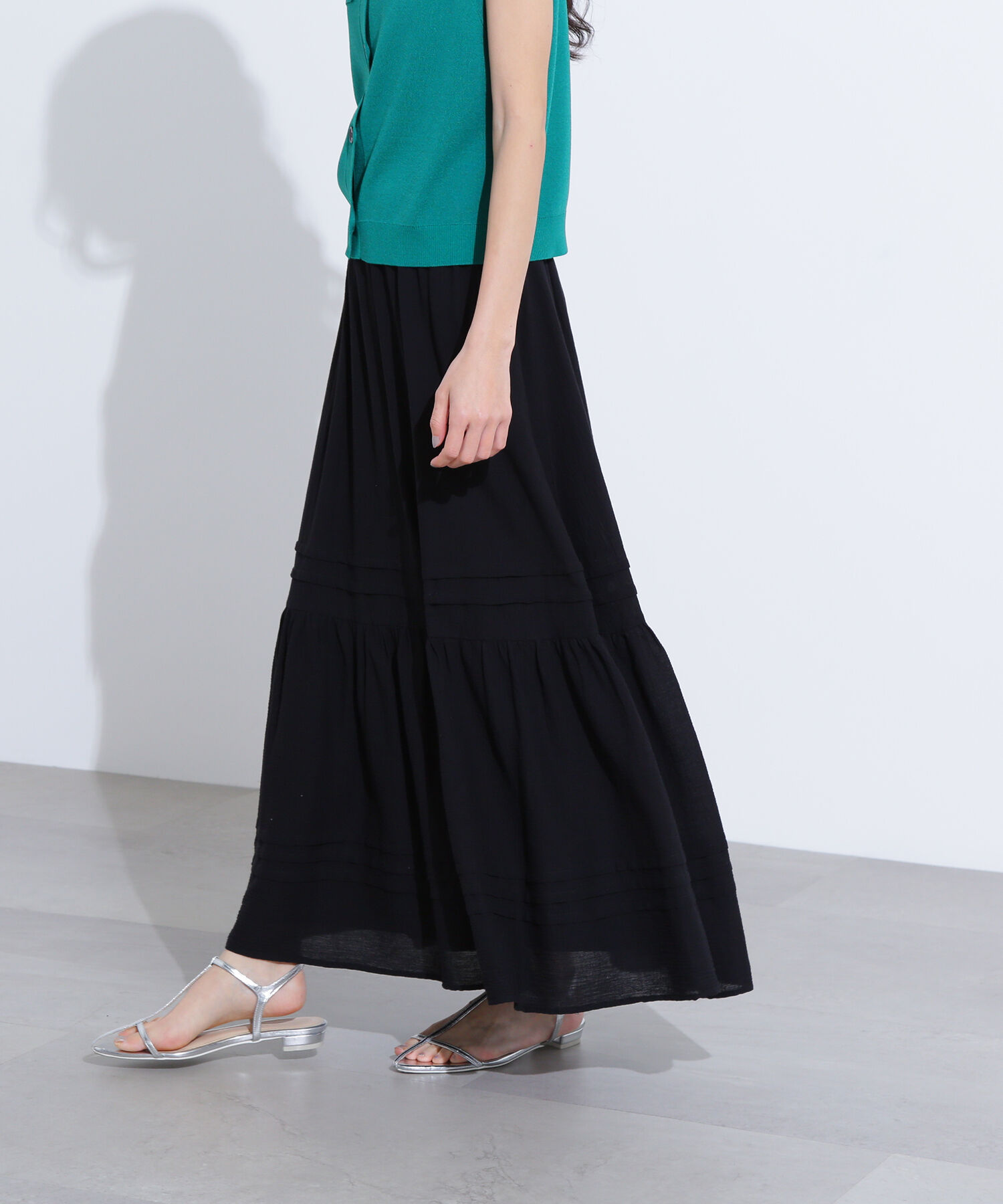  「楊柳切替ティアードスカート」|スカート|