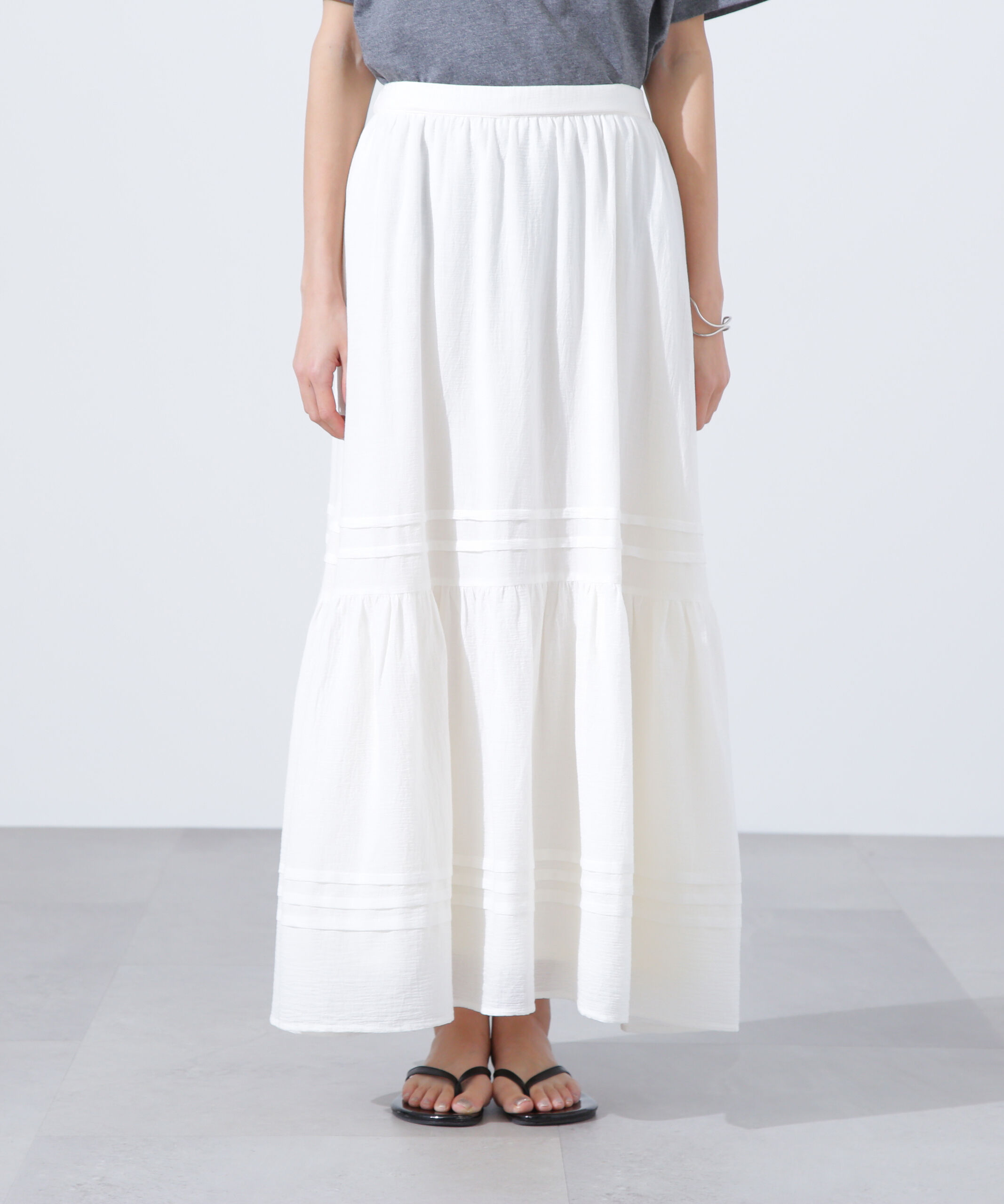  「楊柳切替ティアードスカート」|スカート|