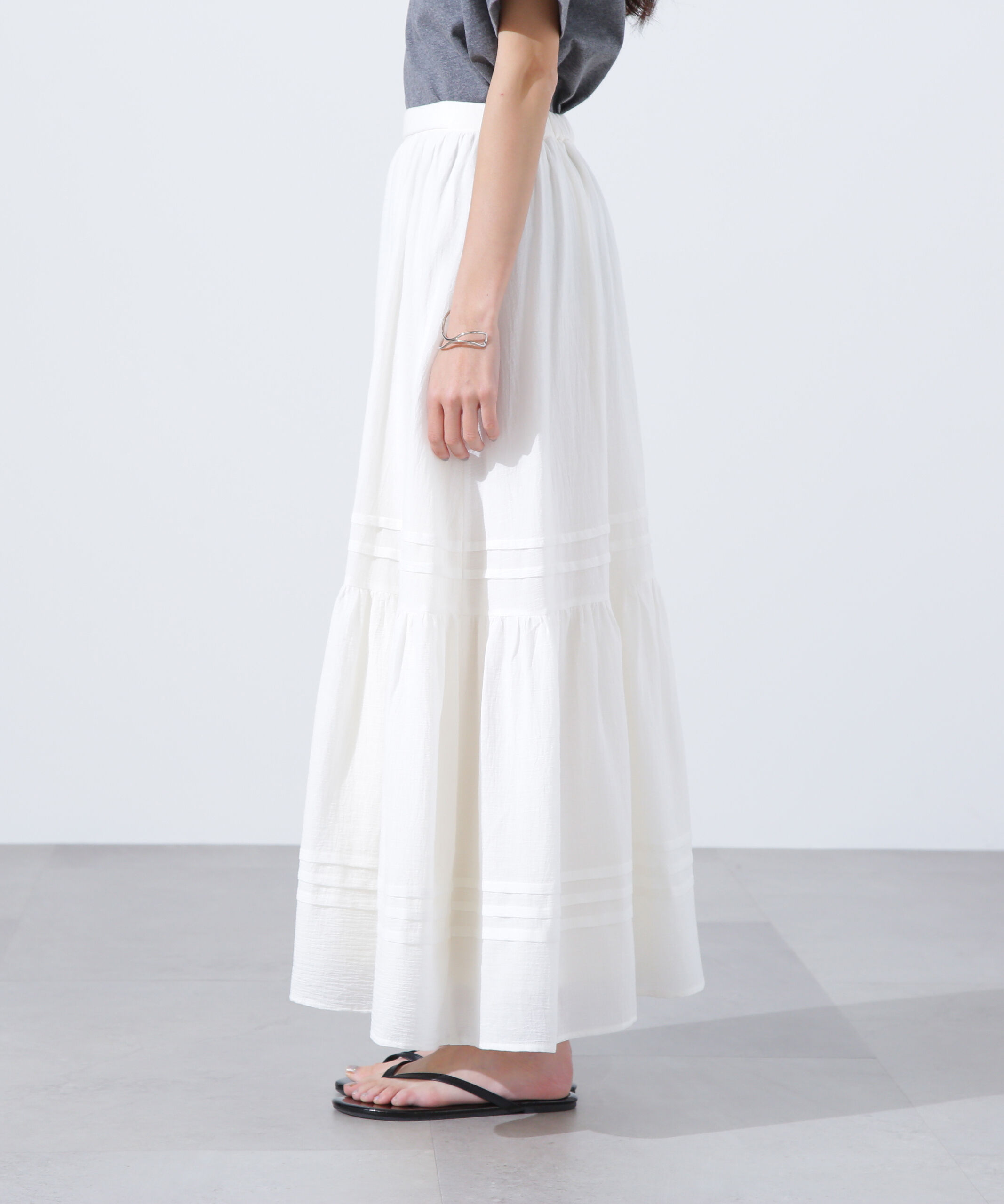  「楊柳切替ティアードスカート」|スカート|