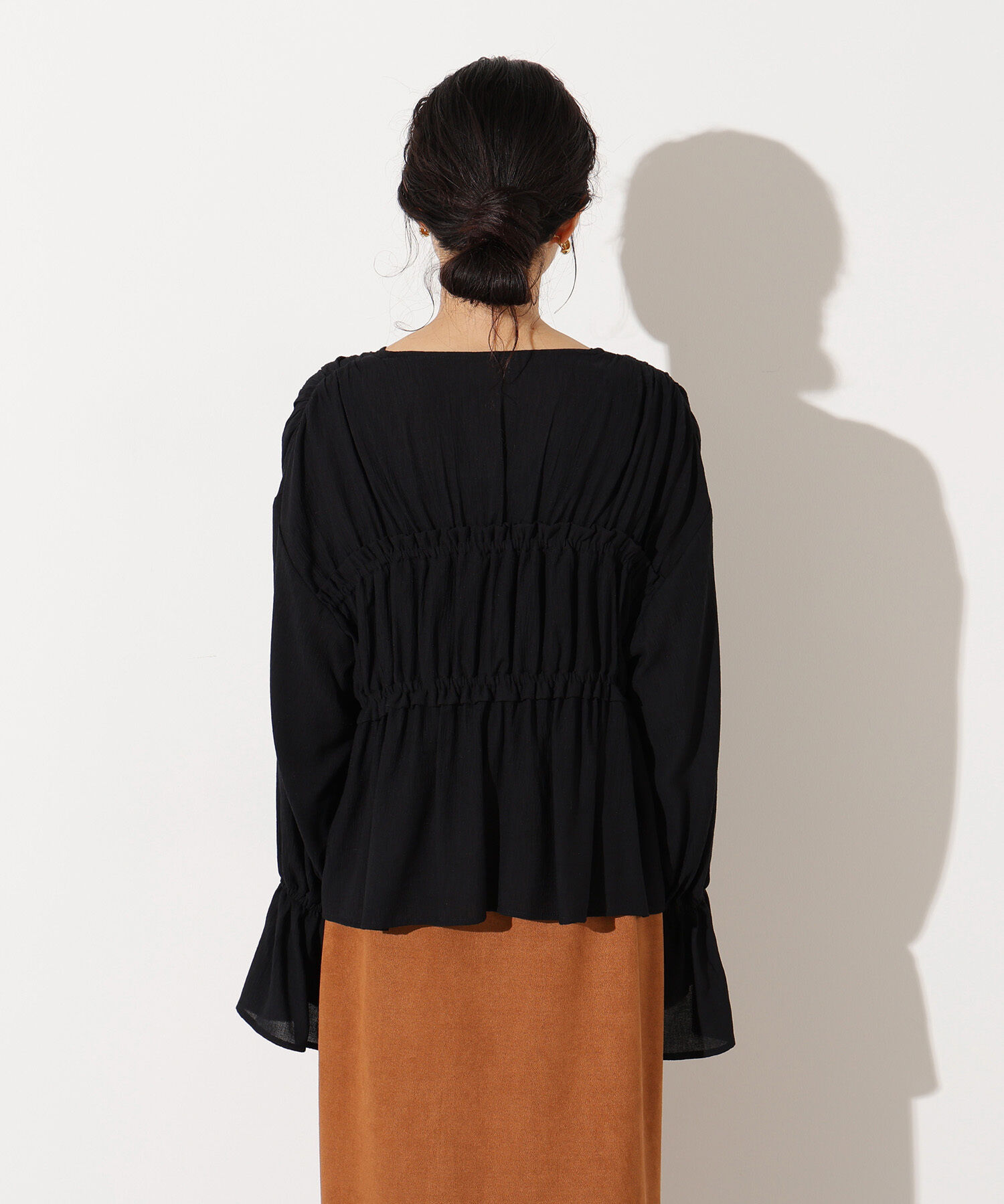  「楊柳シャーリングリボンブラウス」|シャツ・ブラウス|