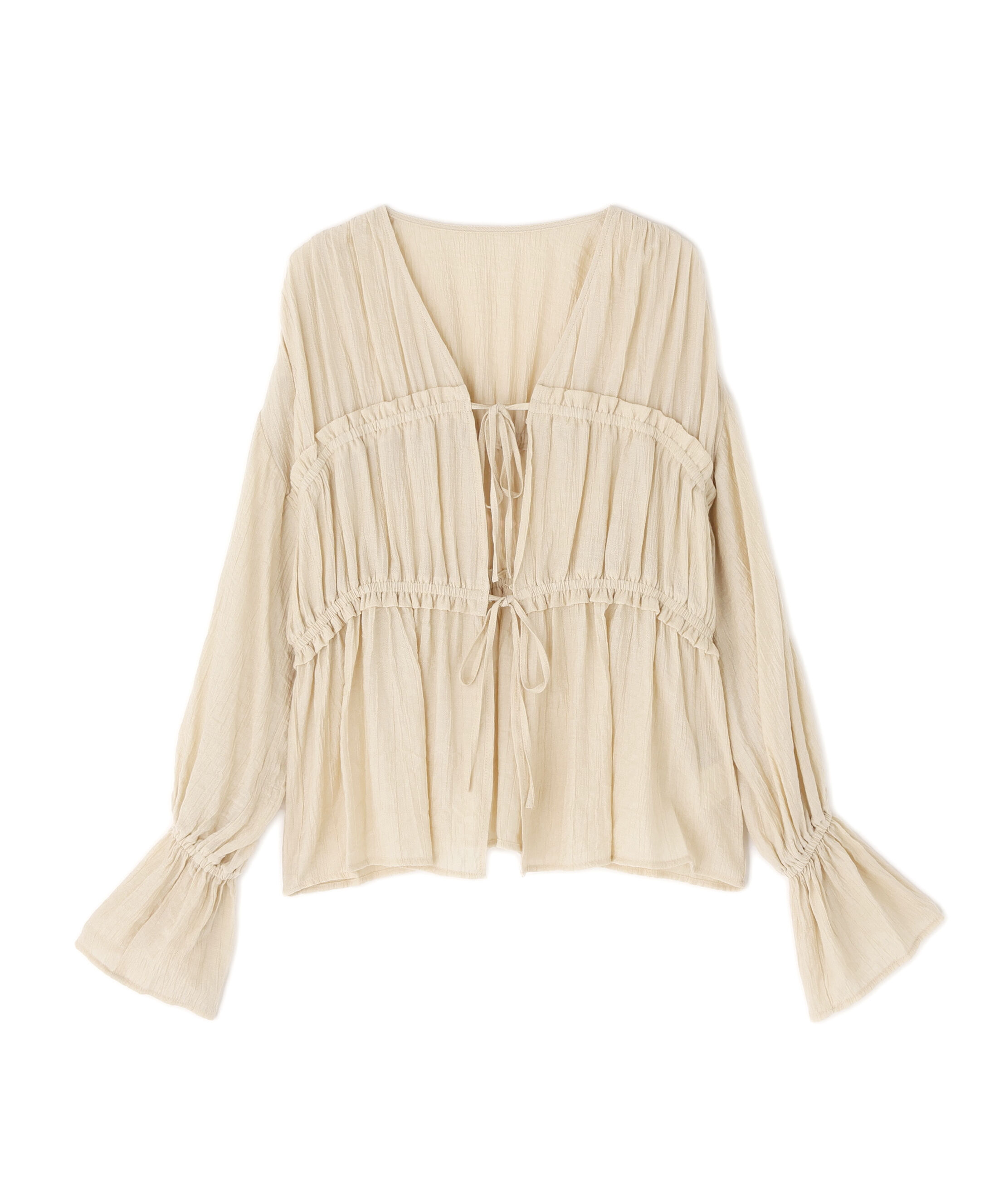  「楊柳シャーリングリボンブラウス」|シャツ・ブラウス|