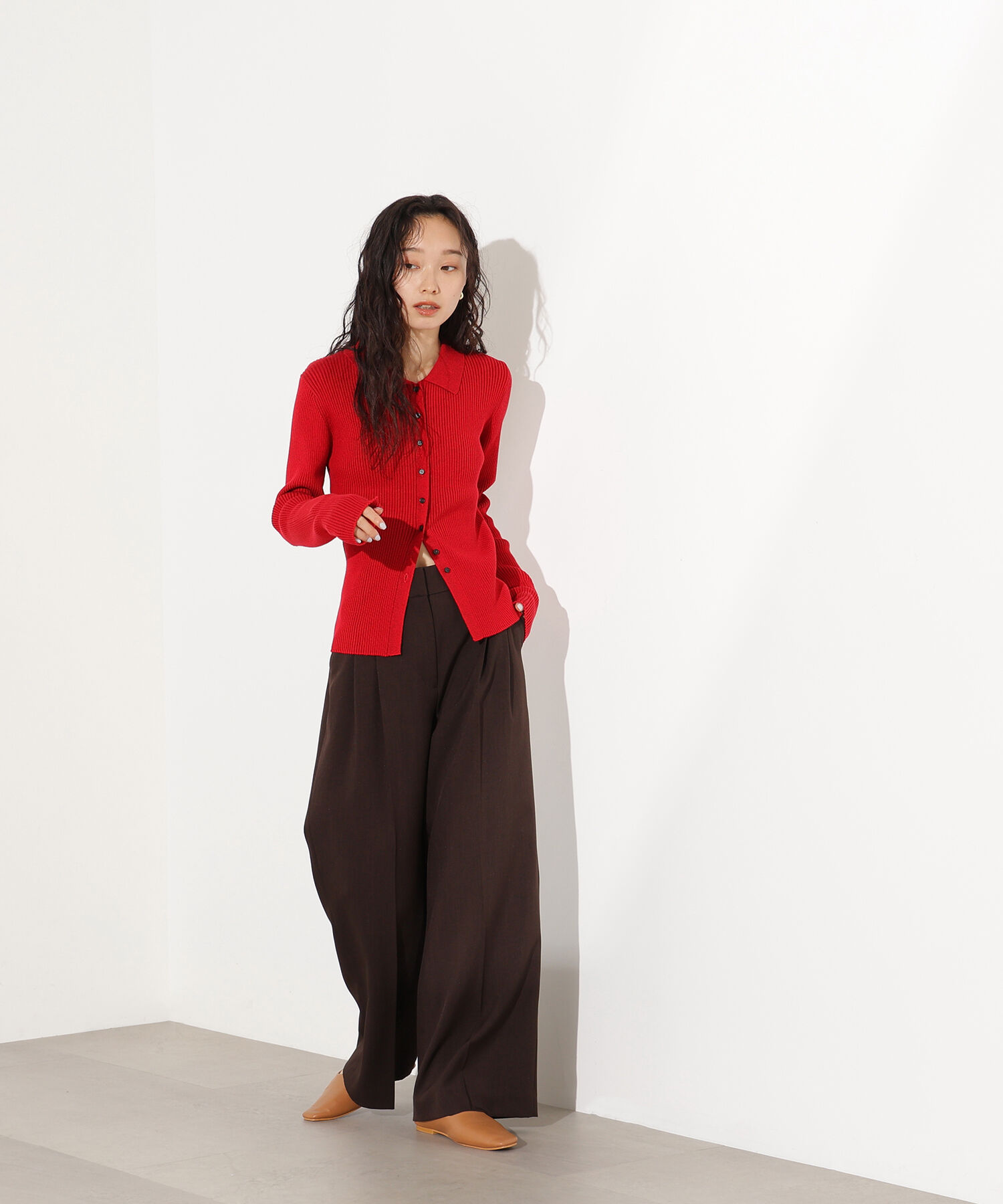  「ポロカラーリブニット」|ニット・セーター|