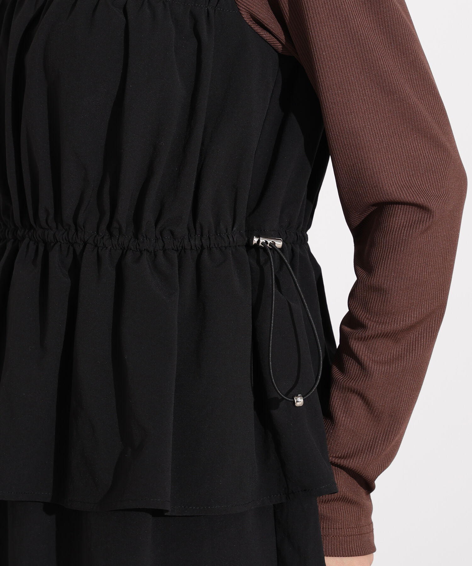  「ドロストコードドッキングワンピース長袖」|ワンピース|