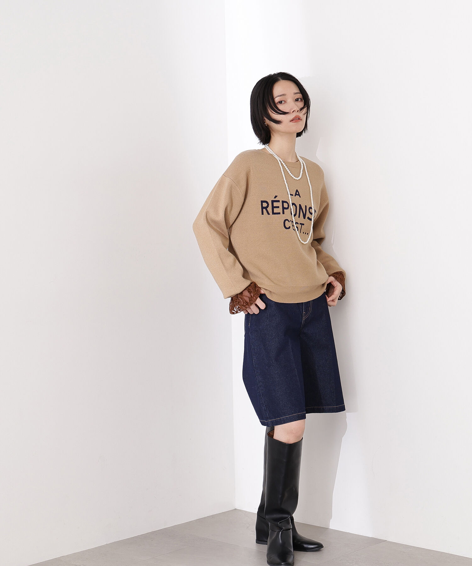  「フレンチロゴジャガードニット」|ニット・セーター|