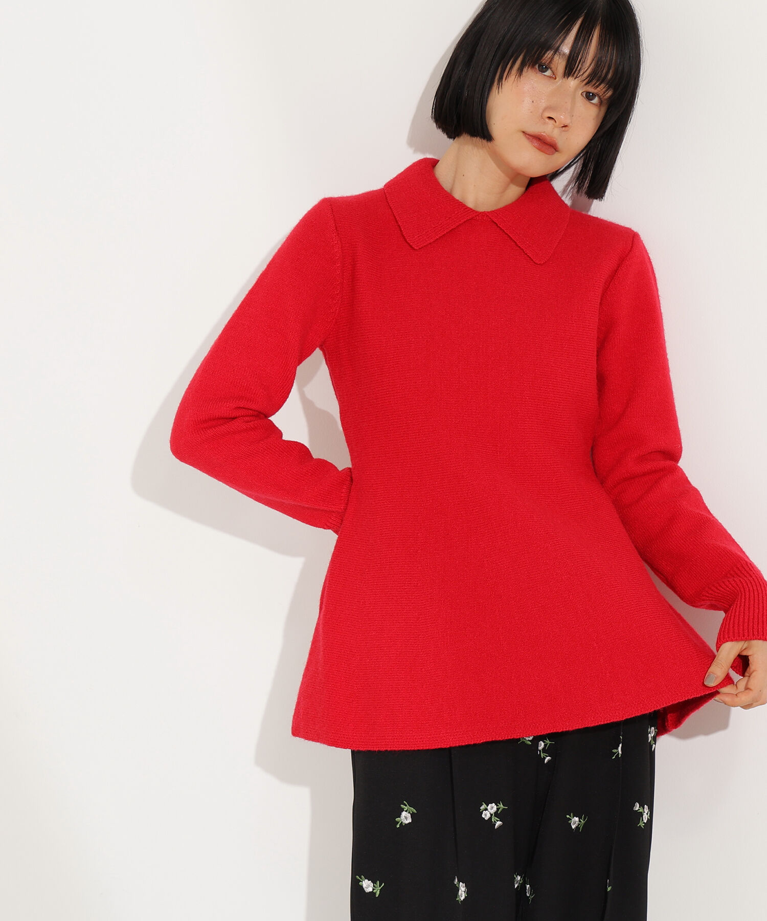  「襟付きペプラムニット」|ニット・セーター|