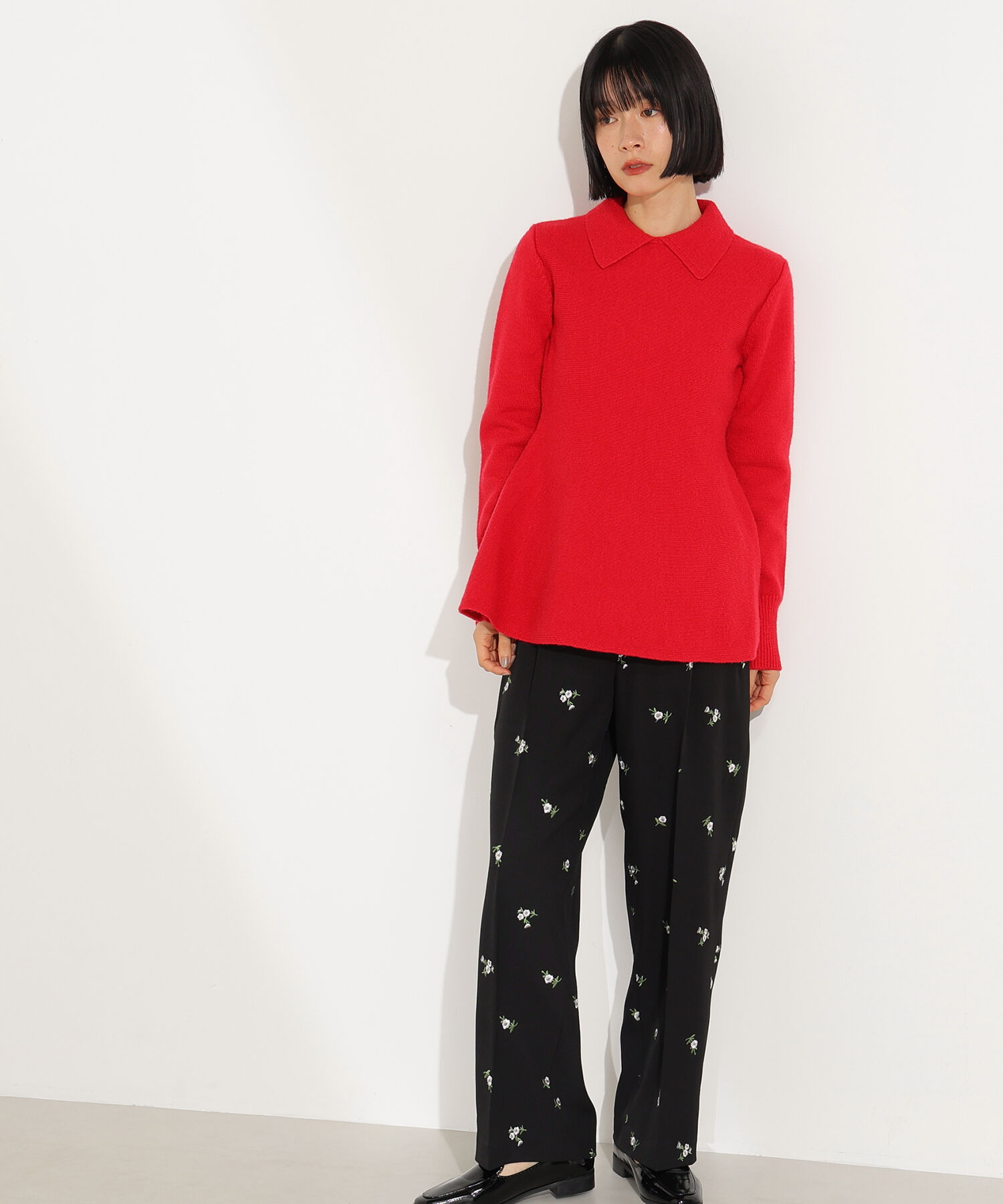  「襟付きペプラムニット」|ニット・セーター|