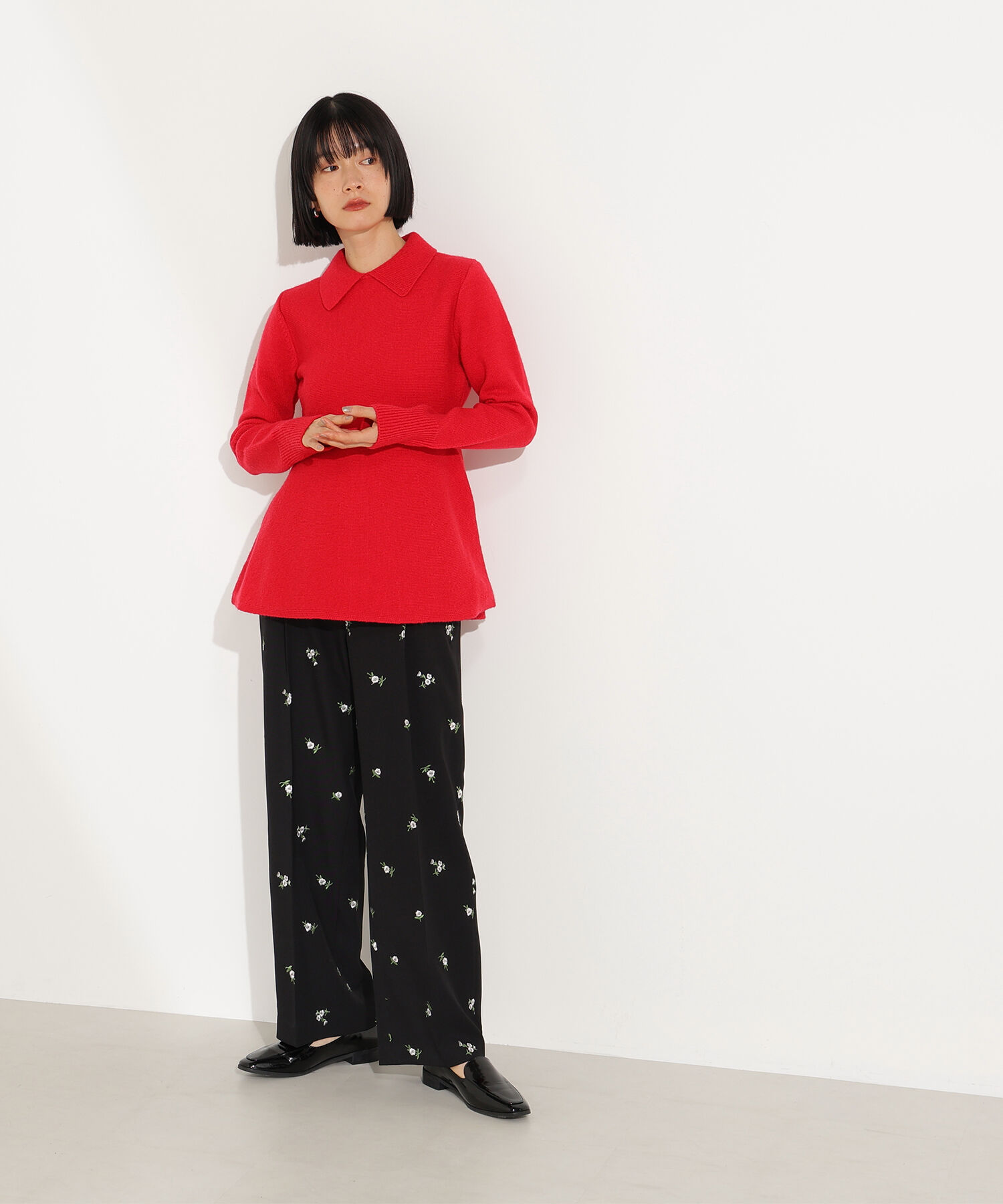  「襟付きペプラムニット」|ニット・セーター|