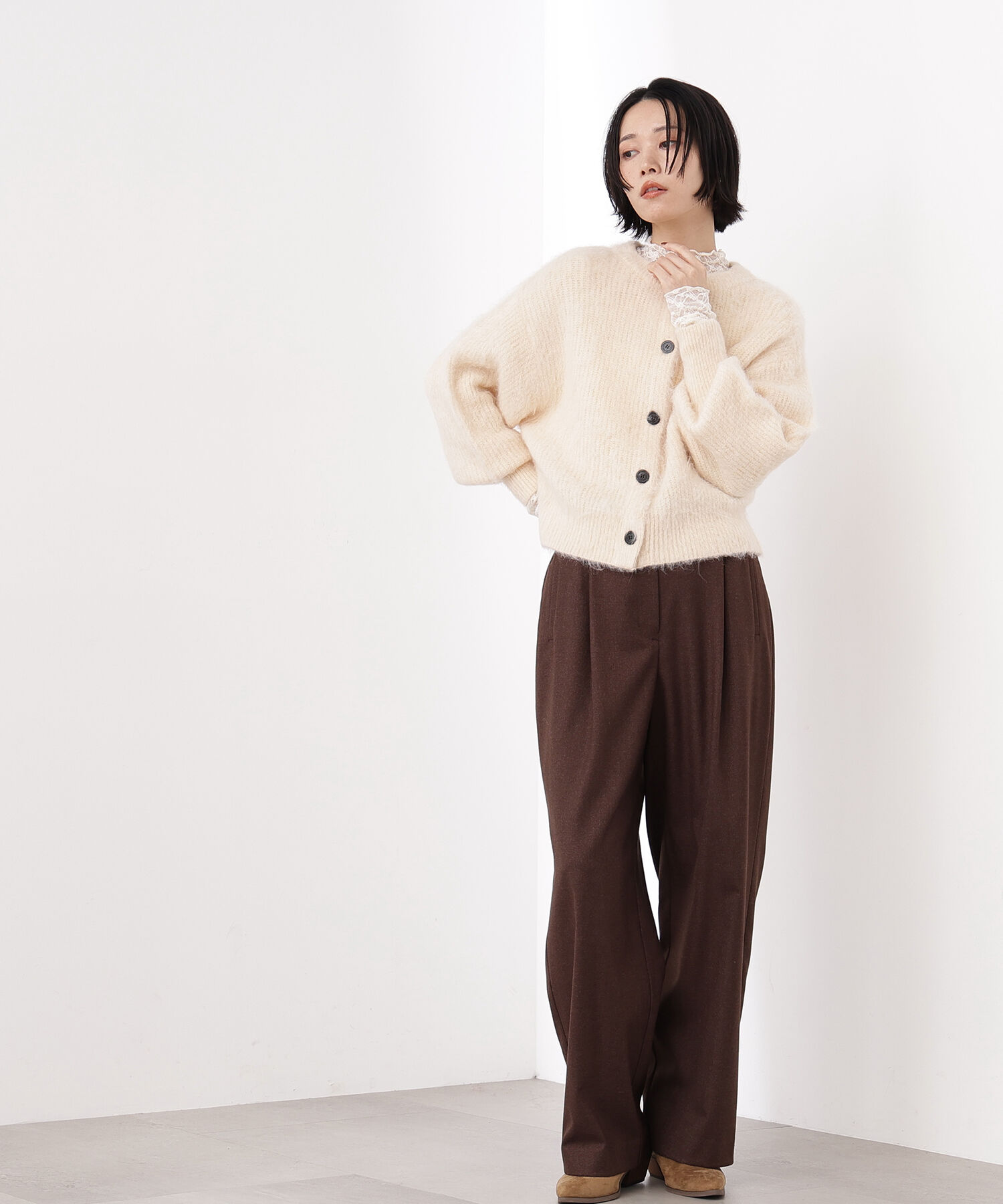  「クルーネックフェザーカーディガン」|ニット・セーター|