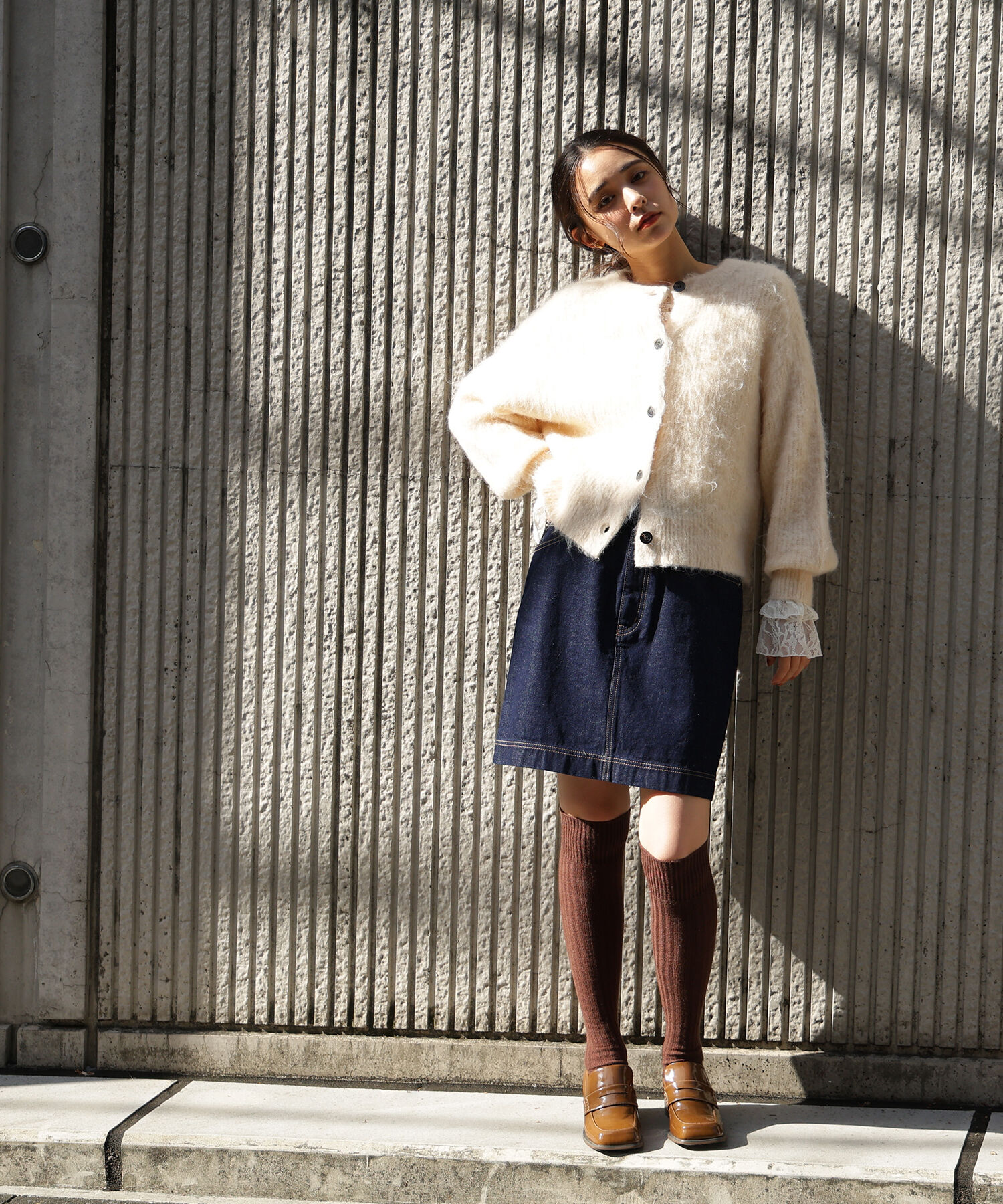  「クルーネックフェザーカーディガン」|ニット・セーター|