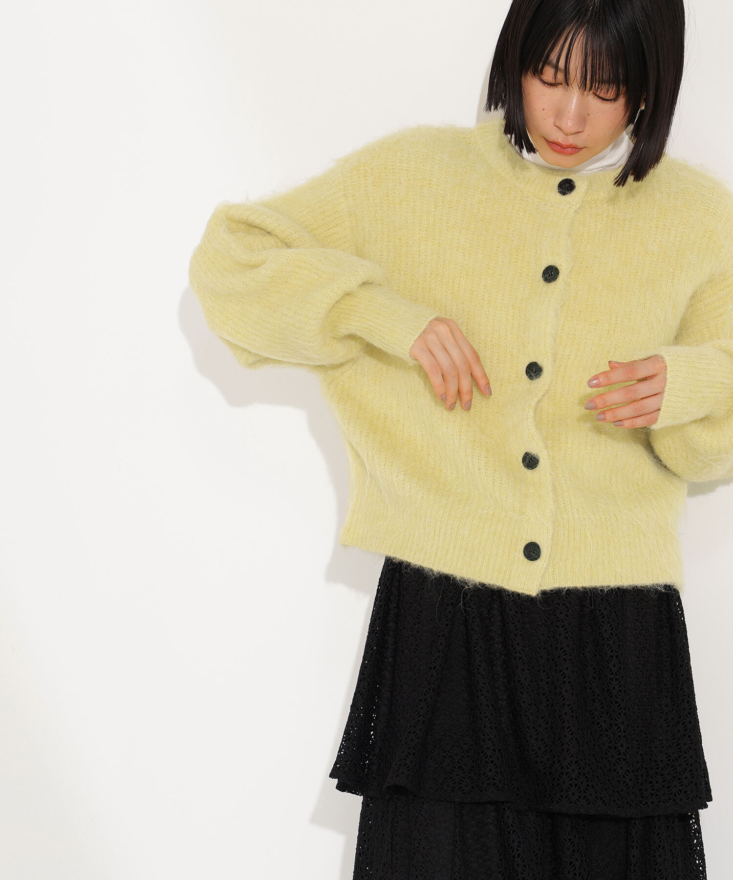  「クルーネックフェザーカーディガン」|ニット・セーター|