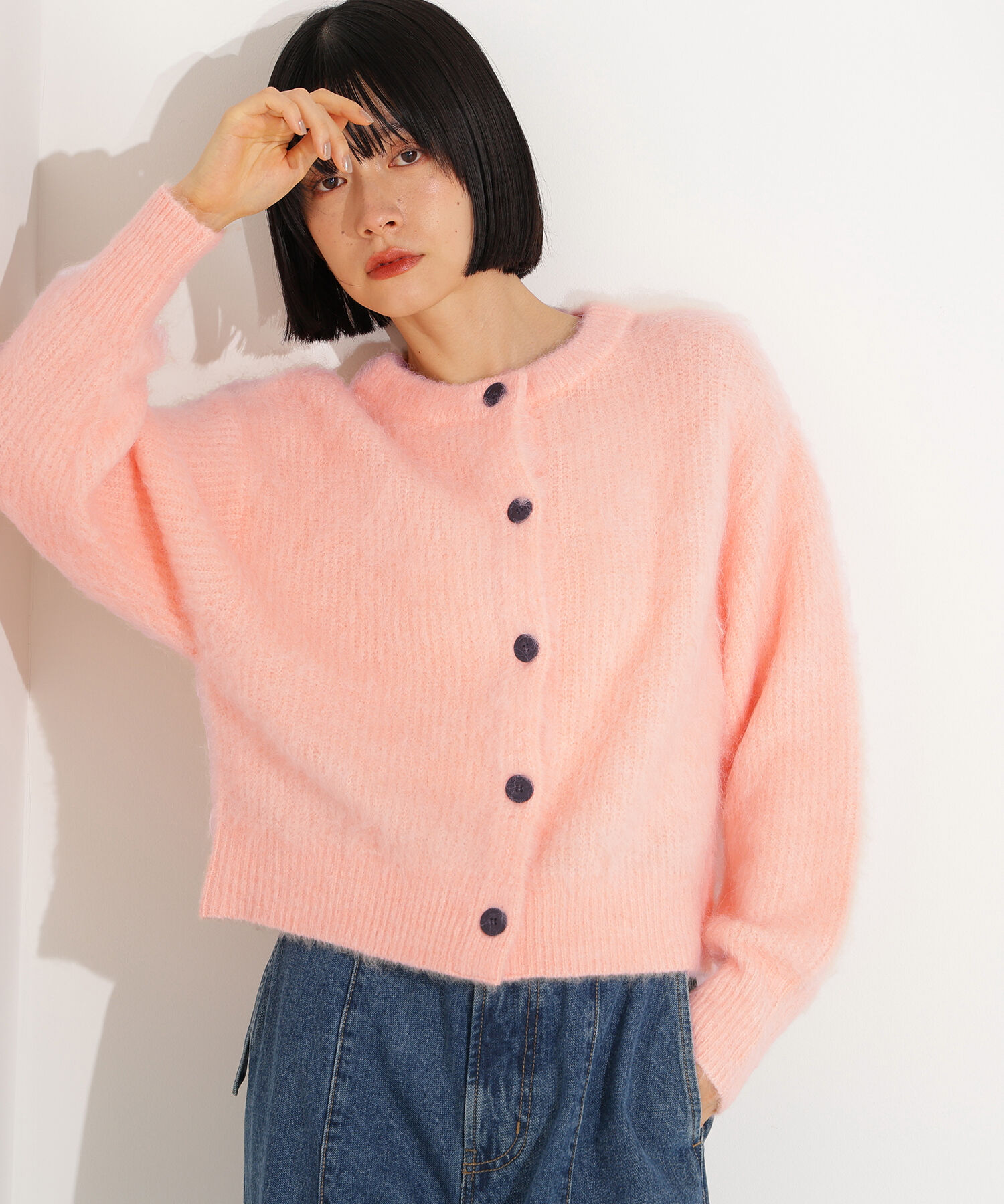  「クルーネックフェザーカーディガン」|ニット・セーター|