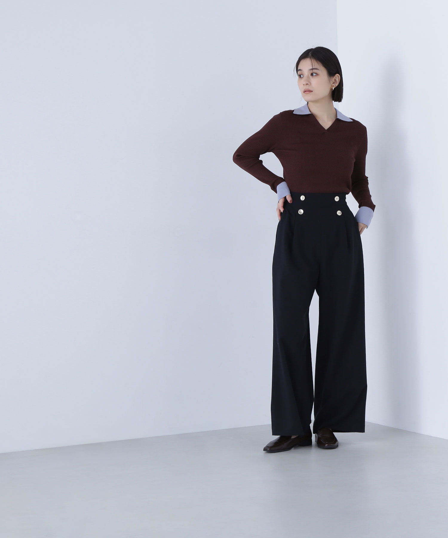  「＜骨格ウェーブ＞ハイウエストマリンパンツ」|その他|