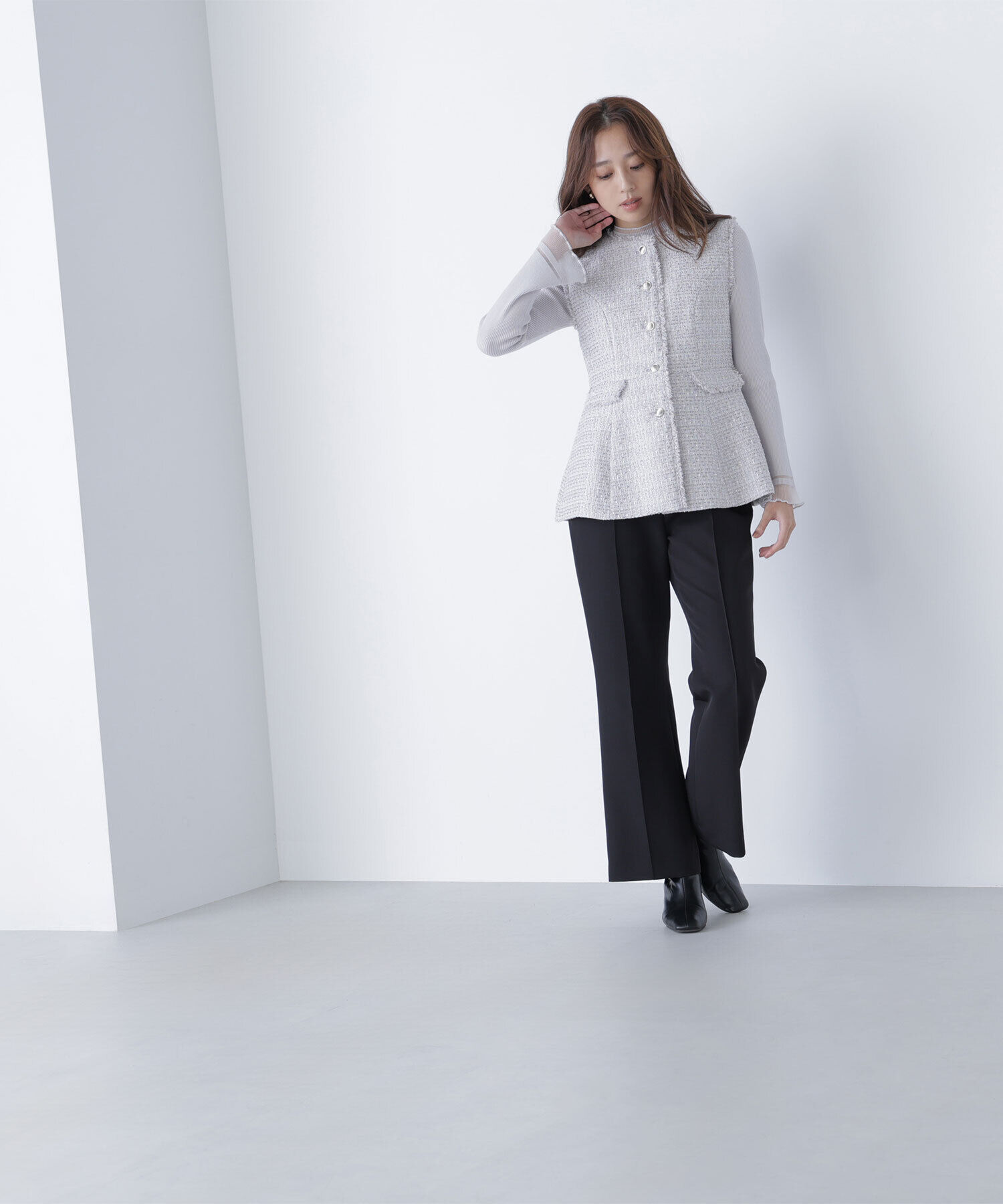  「&ldquo;さりげな&rdquo;シアースリーブニット」|ニット・セーター|