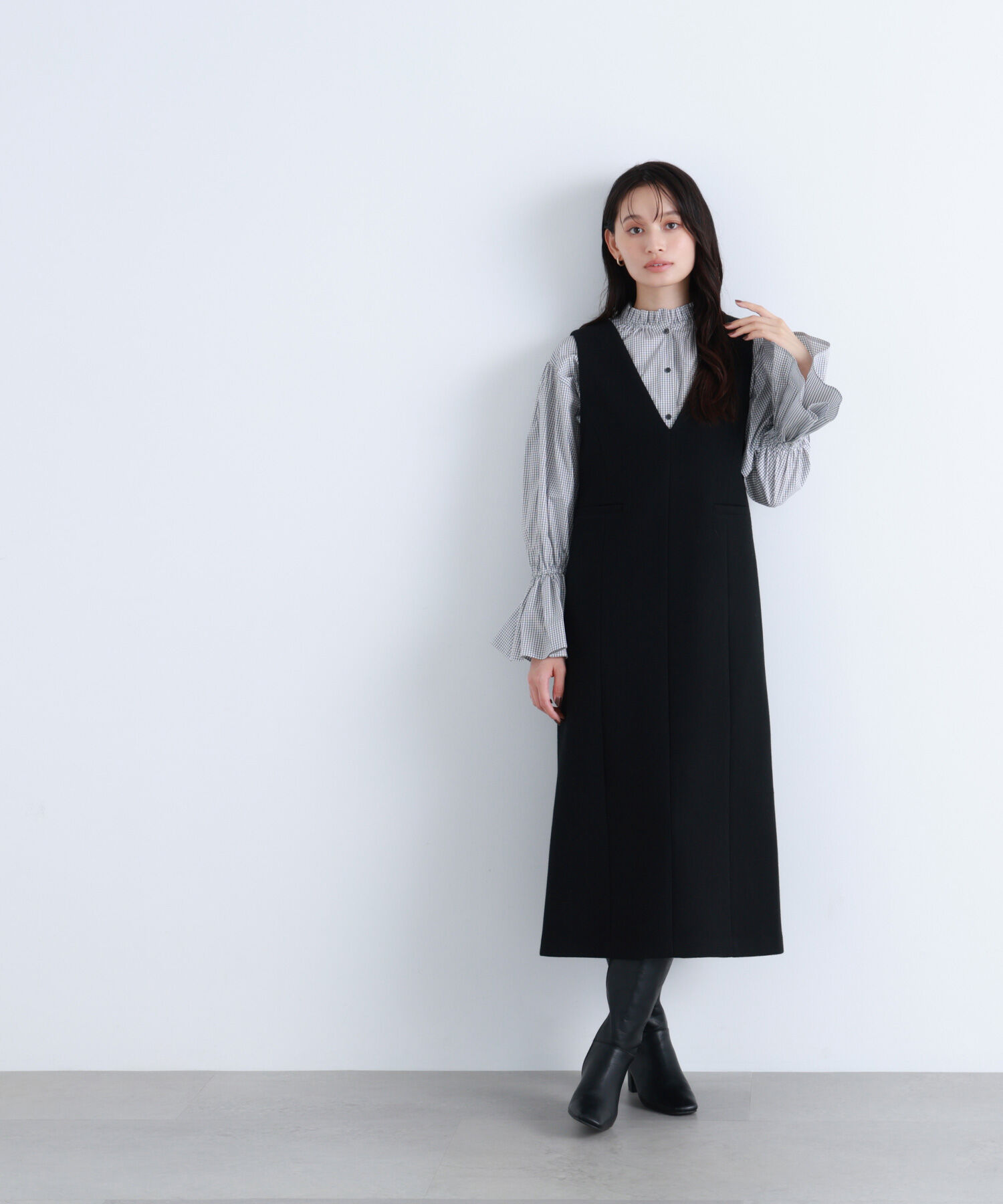  「圧縮ジャージーシリーズ ジャンパースカート」|ワンピース|