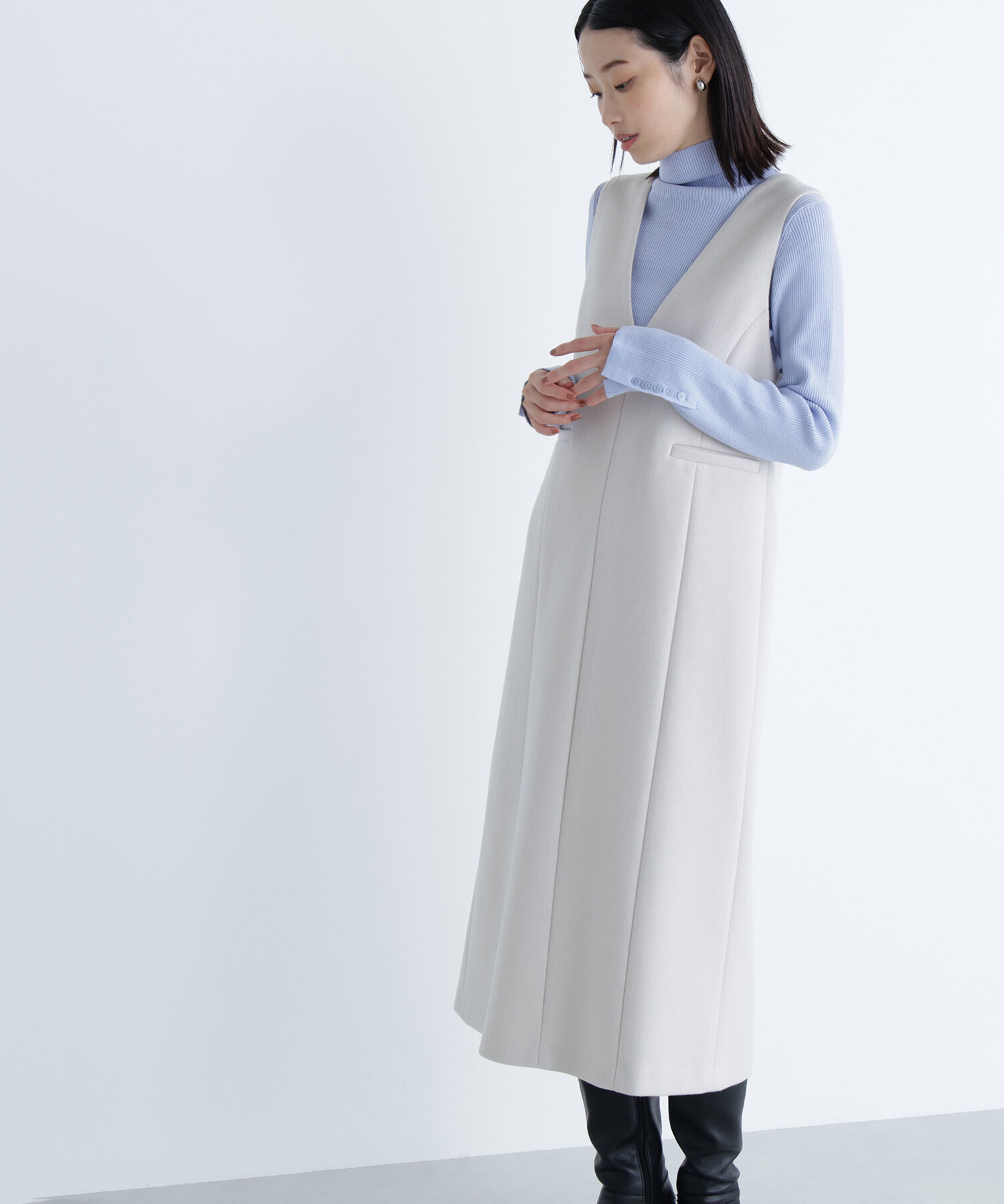  「圧縮ジャージーシリーズ ジャンパースカート」|ワンピース|