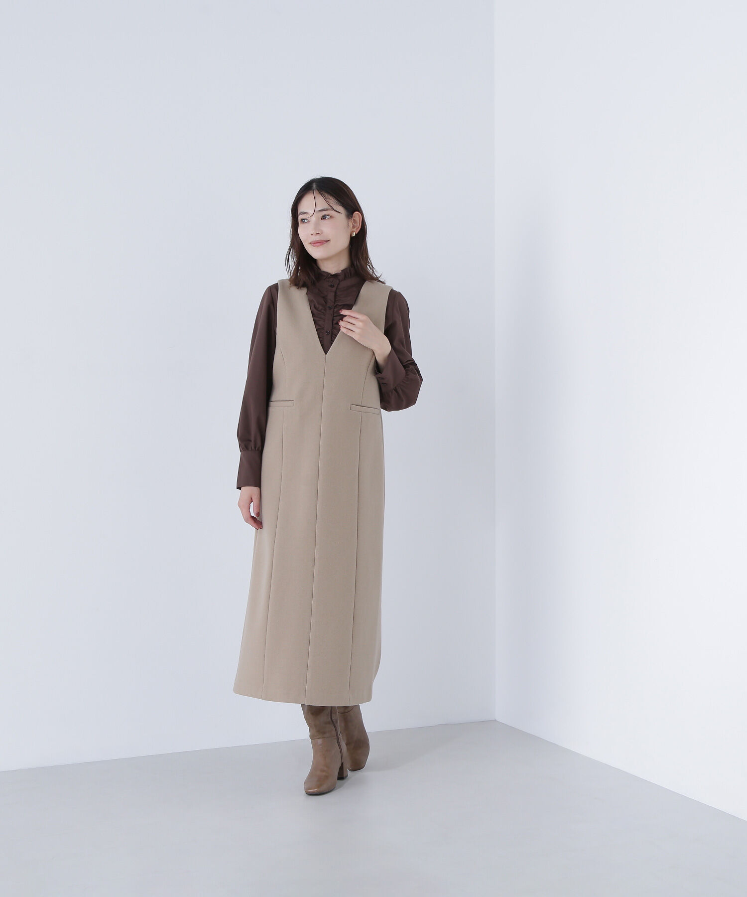  「圧縮ジャージーシリーズ ジャンパースカート」|ワンピース|