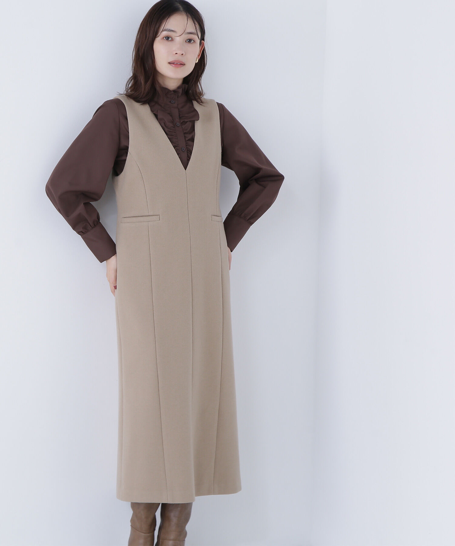  「圧縮ジャージーシリーズ ジャンパースカート」|ワンピース|