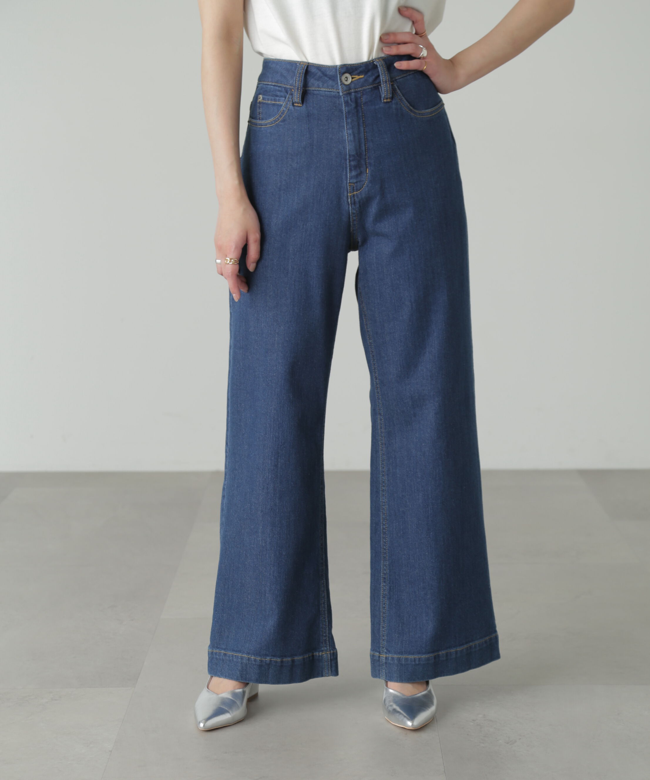  「[低身長サイズ/Sシリーズ]ベーシックワイドデニムパンツ」|その他|インディゴ1