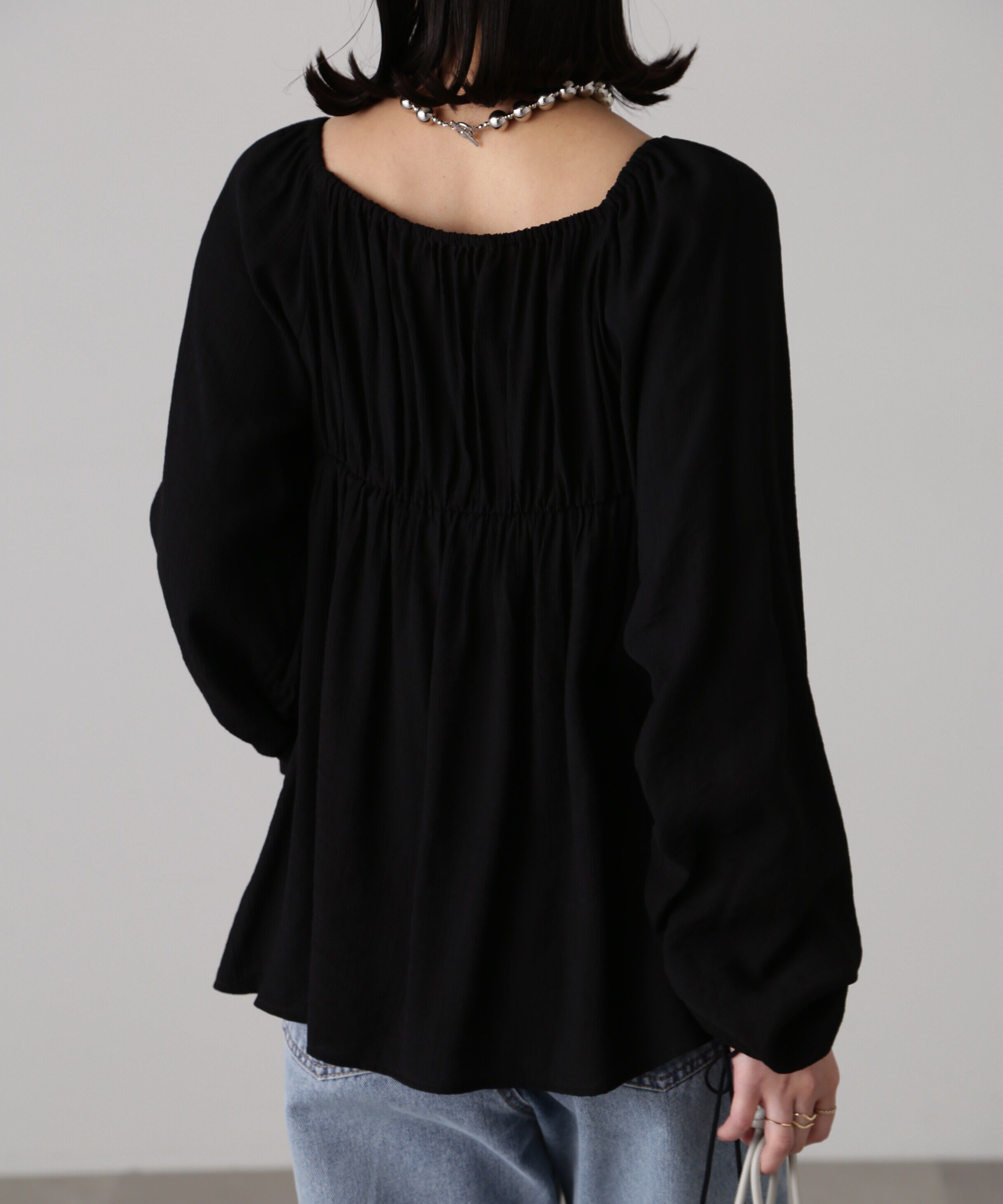  「フロントスリット2Wayオフショルギャザーブラウス」|シャツ・ブラウス|