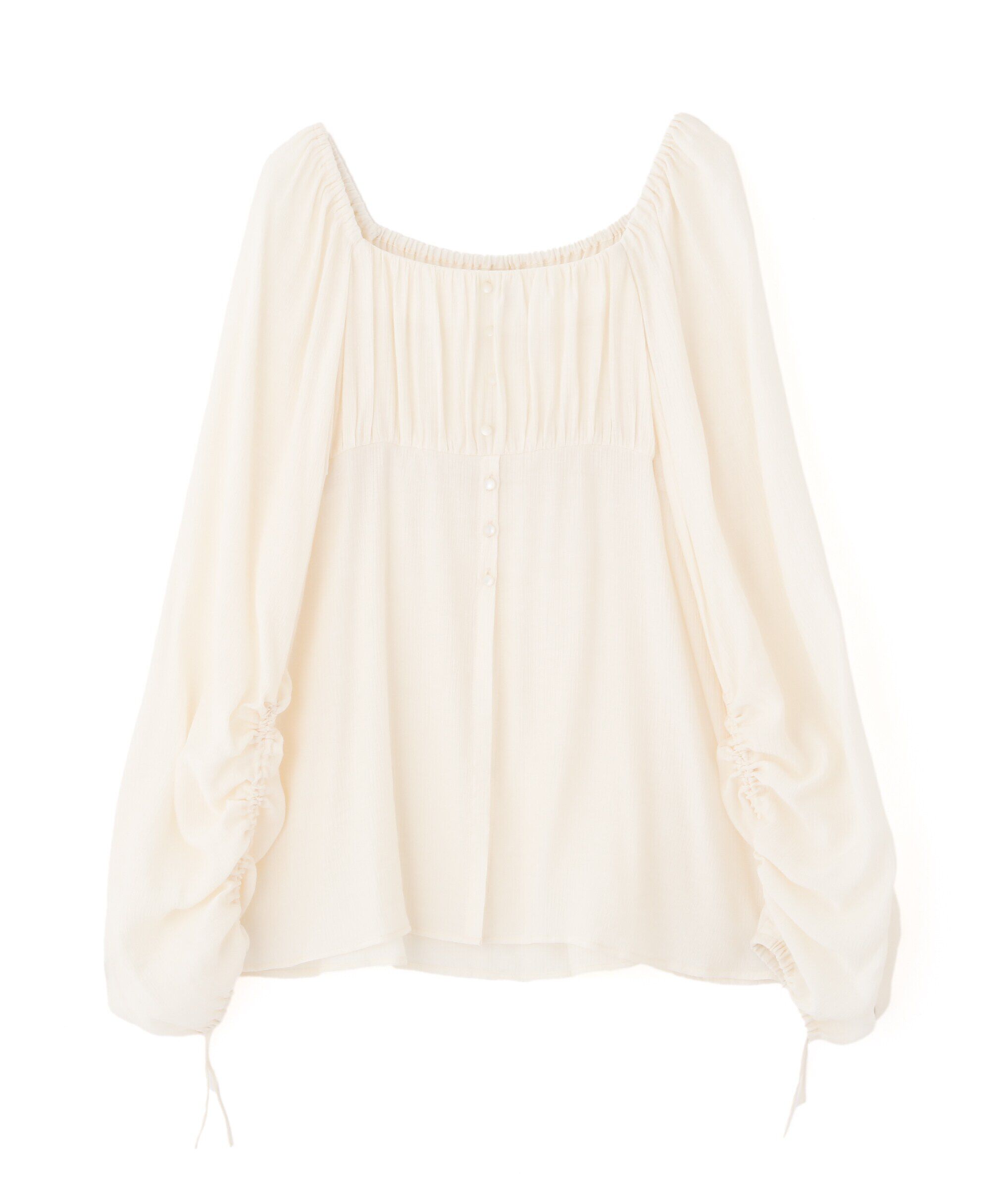  「フロントスリット2Wayオフショルギャザーブラウス」|シャツ・ブラウス|