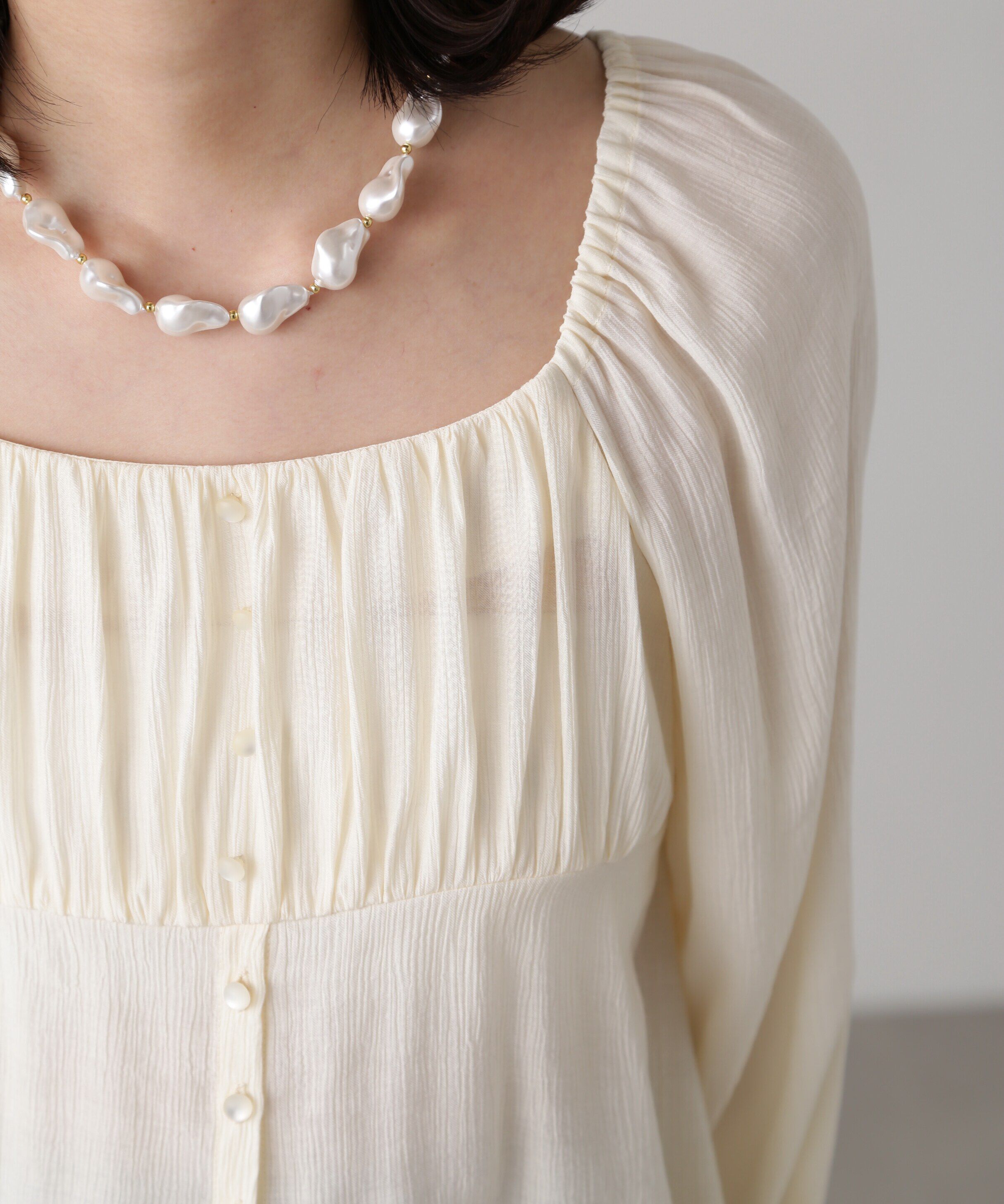  「フロントスリット2Wayオフショルギャザーブラウス」|シャツ・ブラウス|