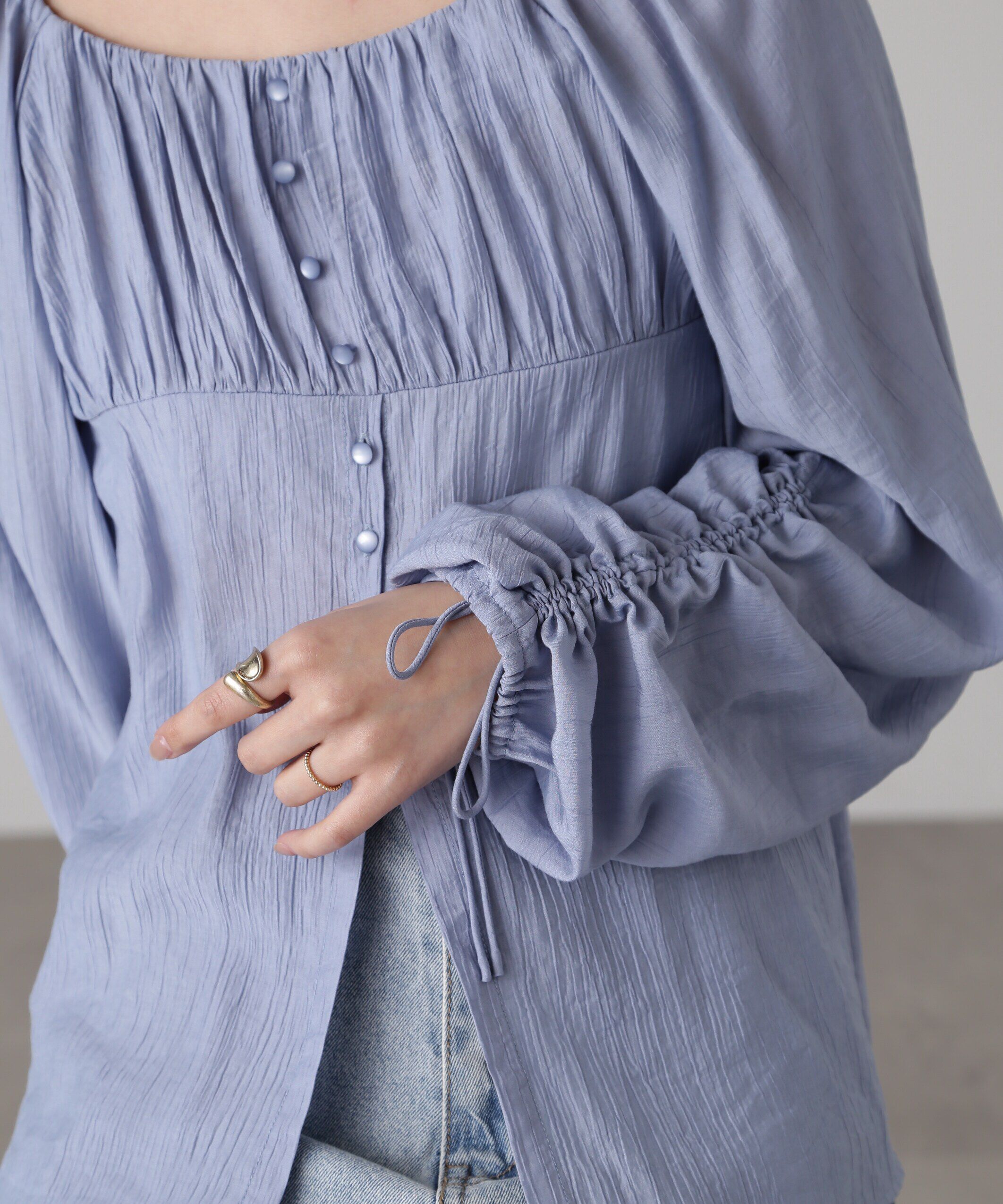  「フロントスリット2Wayオフショルギャザーブラウス」|シャツ・ブラウス|