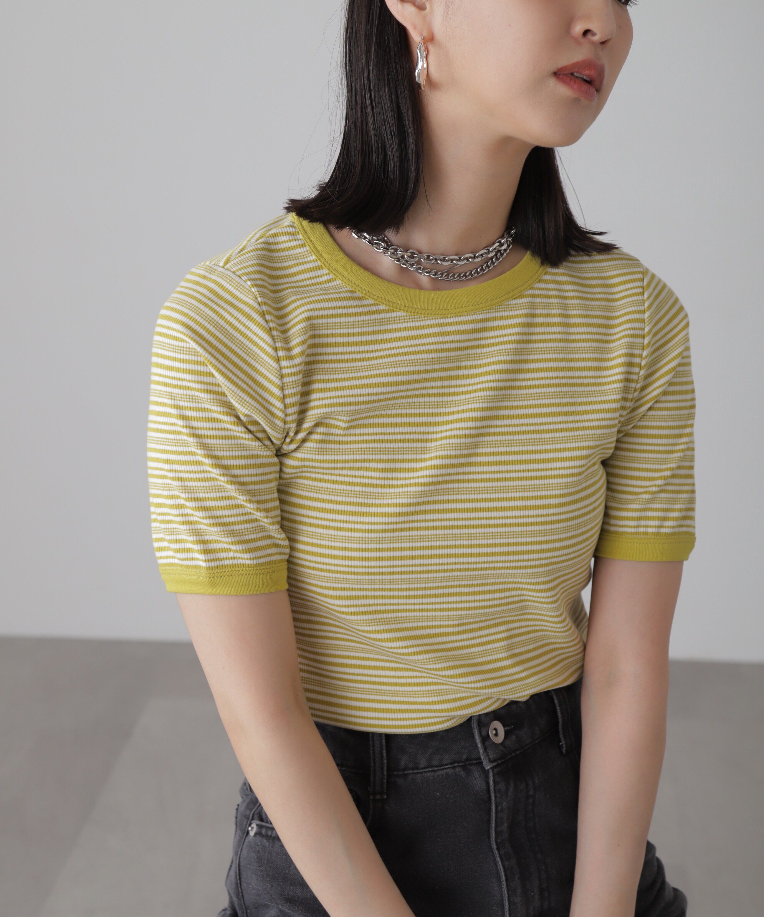  「ランダムボーダーカットソー」|Tシャツ・カットソー|