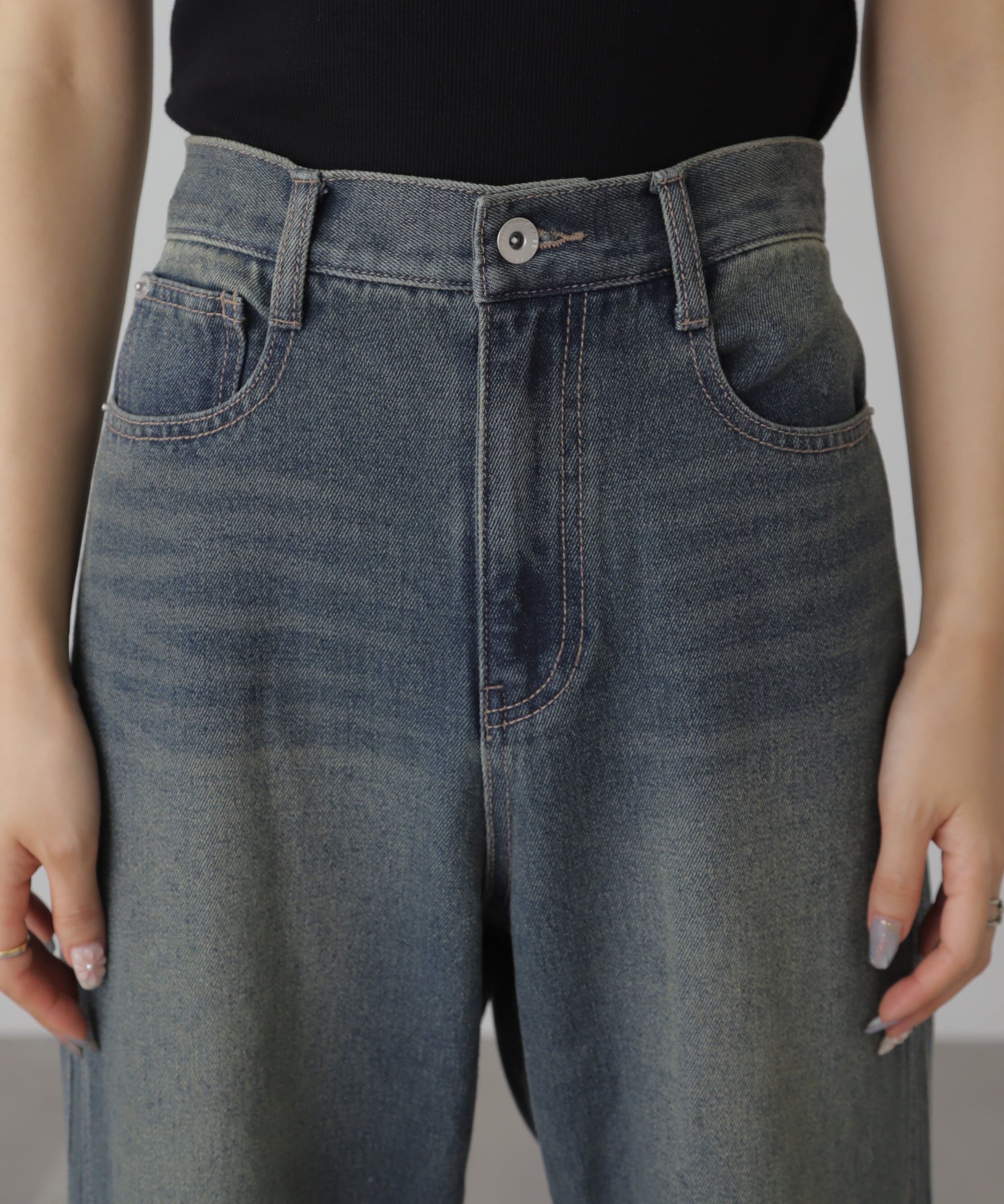  「[XS-Lサイズ展開]サイドパネルヴィンテージライクワイドデニム」|その他|