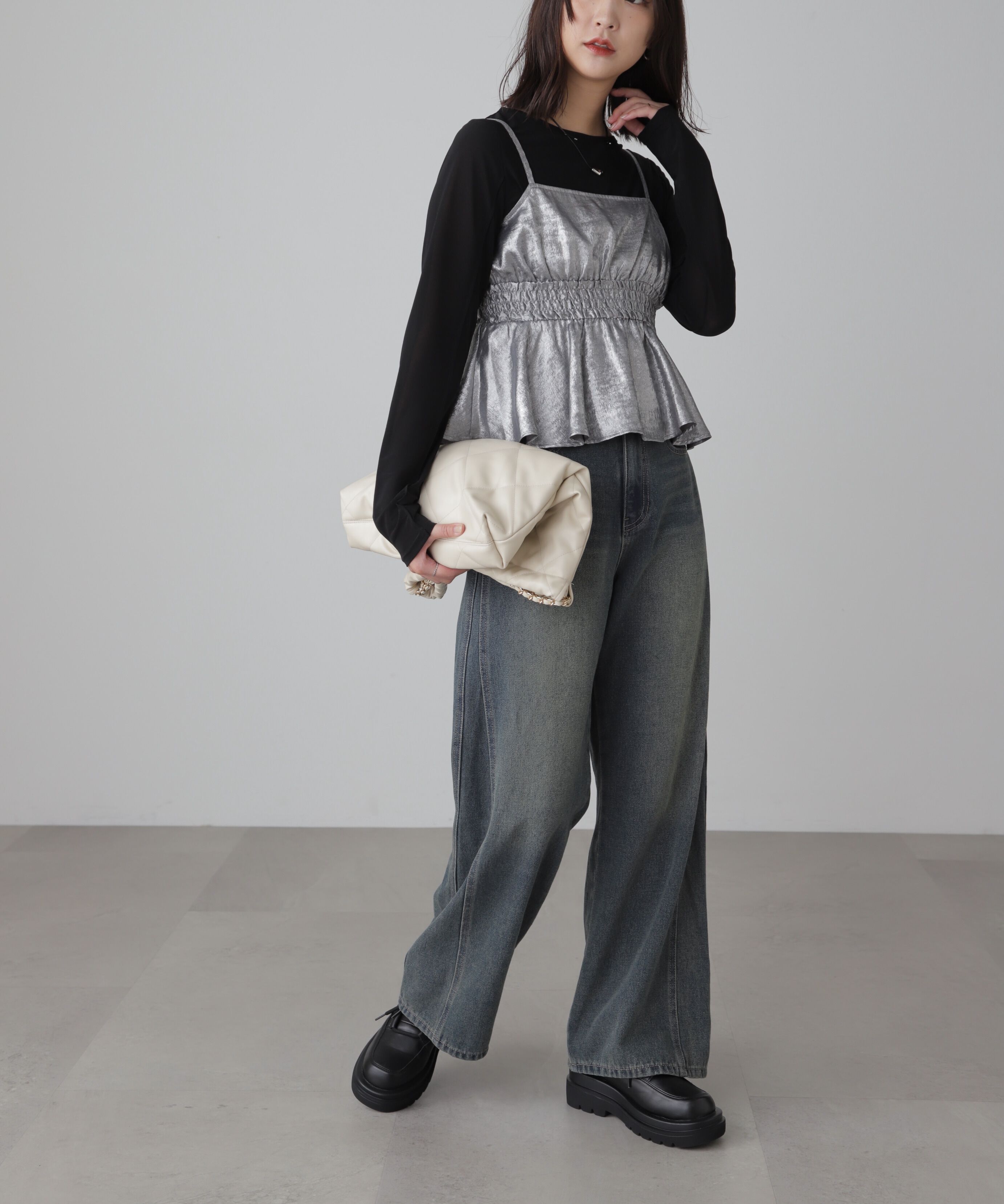  「[XS-Lサイズ展開]サイドパネルヴィンテージライクワイドデニム」|その他|