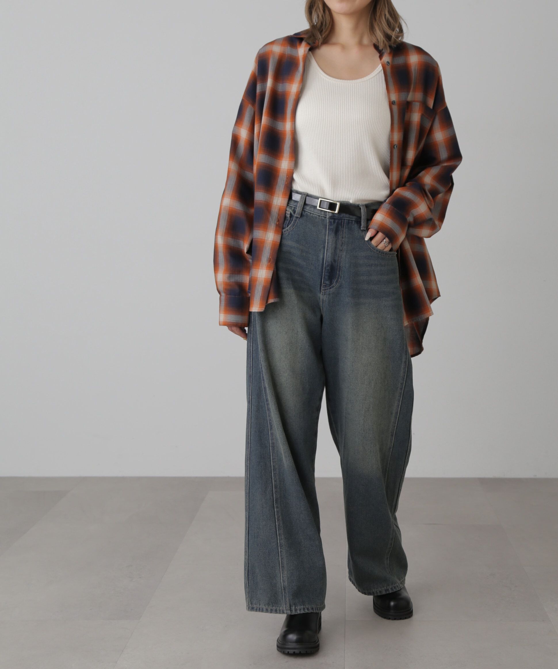  「[XS-Lサイズ展開]サイドパネルヴィンテージライクワイドデニム」|その他|